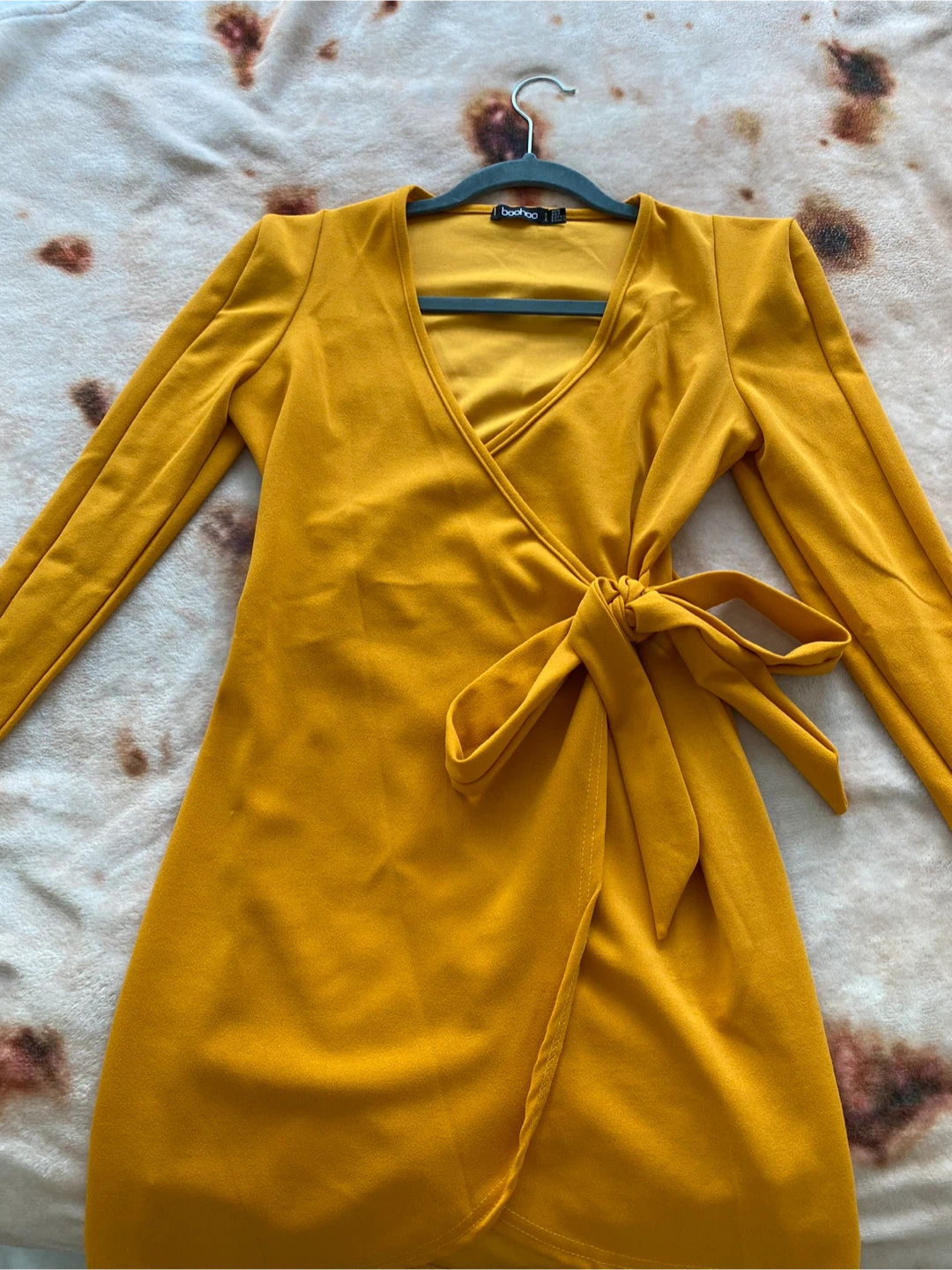 Boohoo Mustard Yellow Wrap Dress - photo 2
