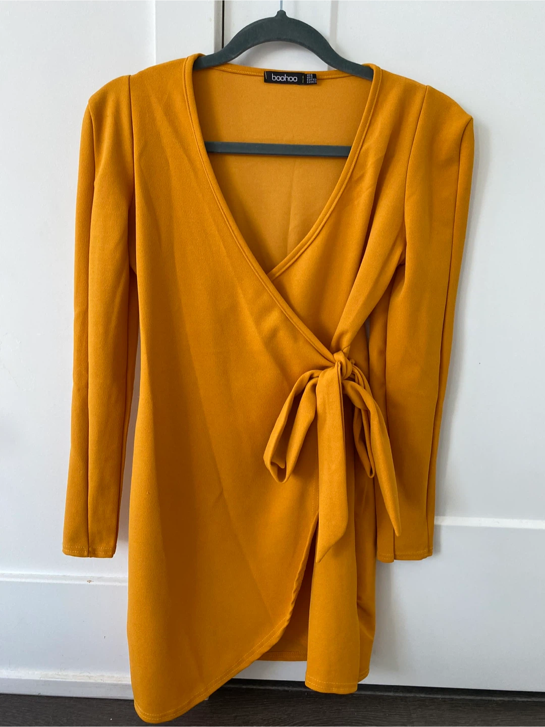 Boohoo Mustard Yellow Wrap Dress - photo 4
