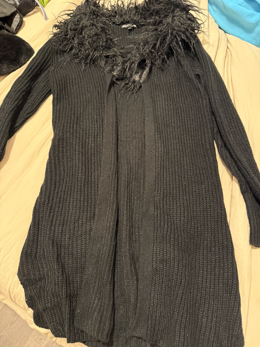 Fashion Nova Black Shaggy Collar Cardigan - photo 2