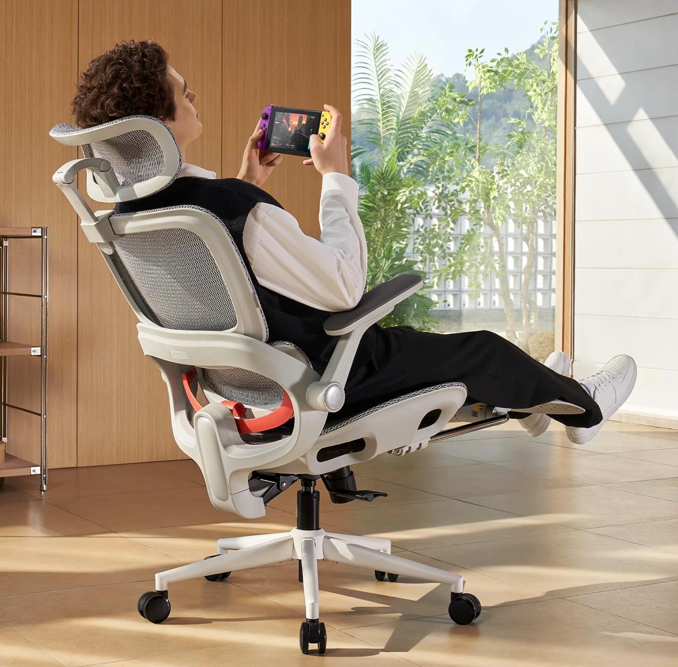Ergonomic Office Chair,Office Chair with Footrest,Light Grey - photo 3