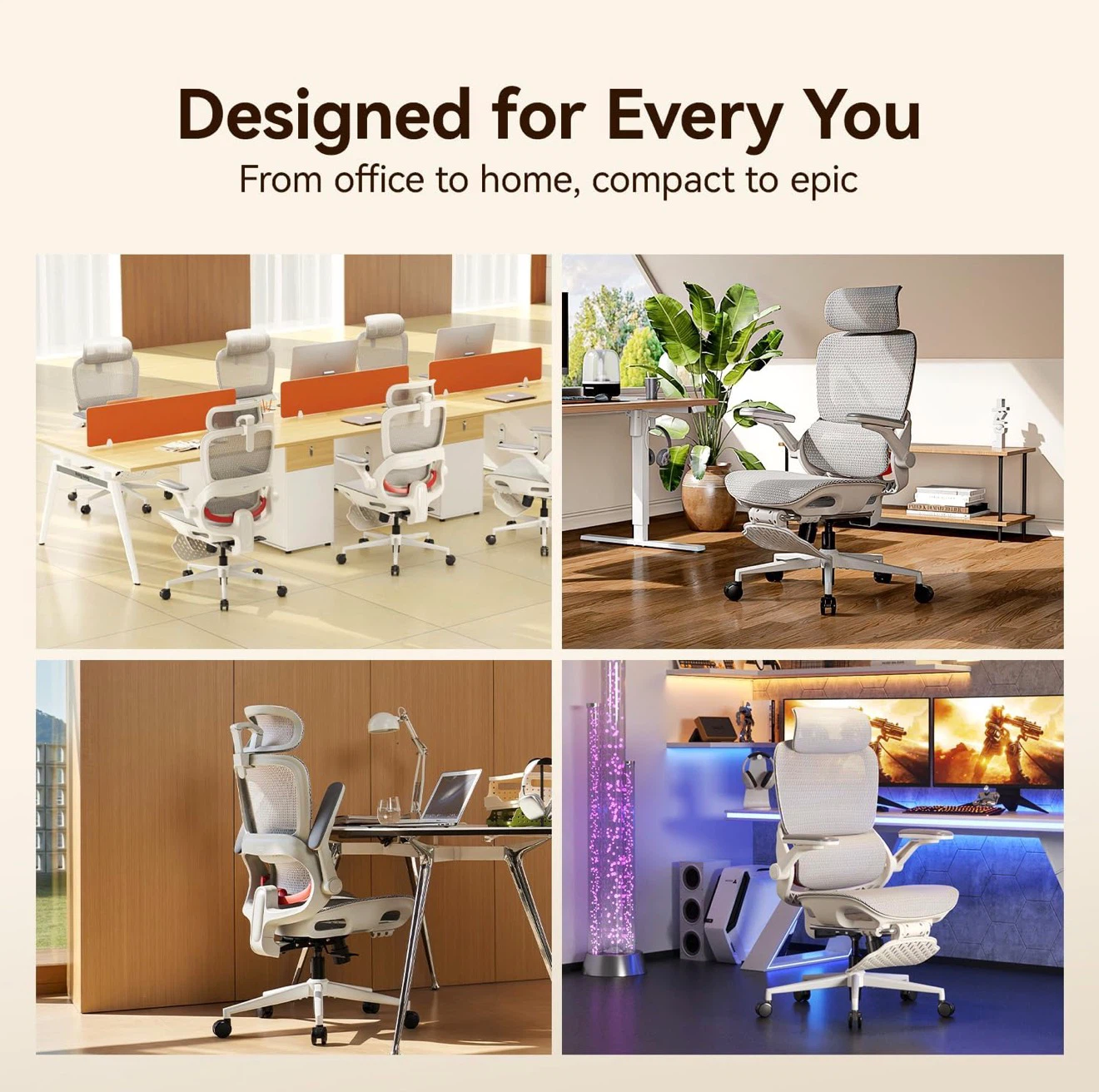 Ergonomic Office Chair,Office Chair with Footrest,Light Grey - photo 5