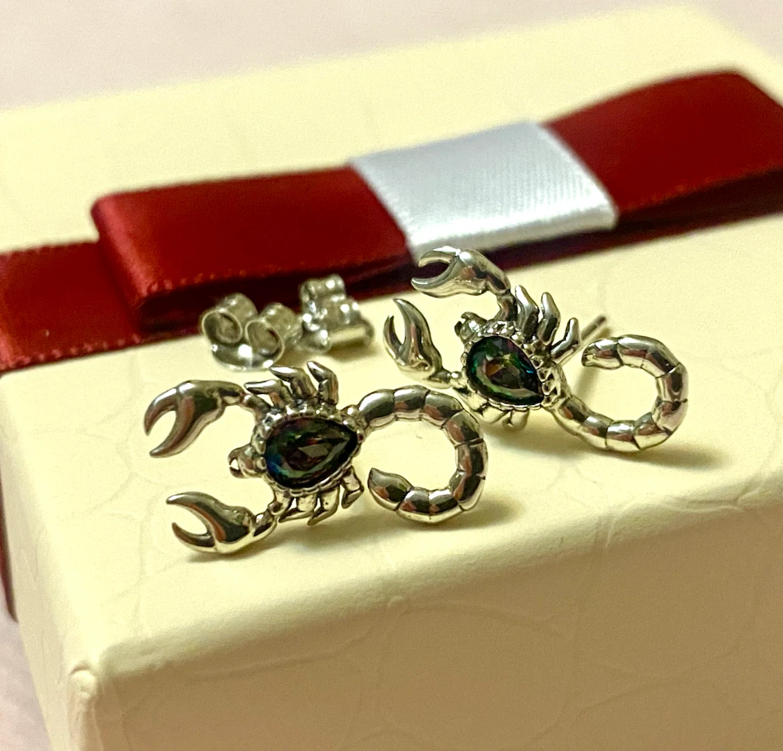 Sterling Silver Scorpion Stud Earrings - photo 2