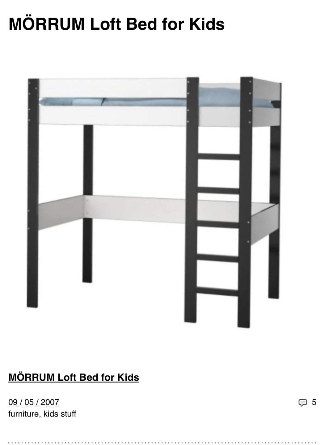 IKEA Mörrum Loft Bed for Kids