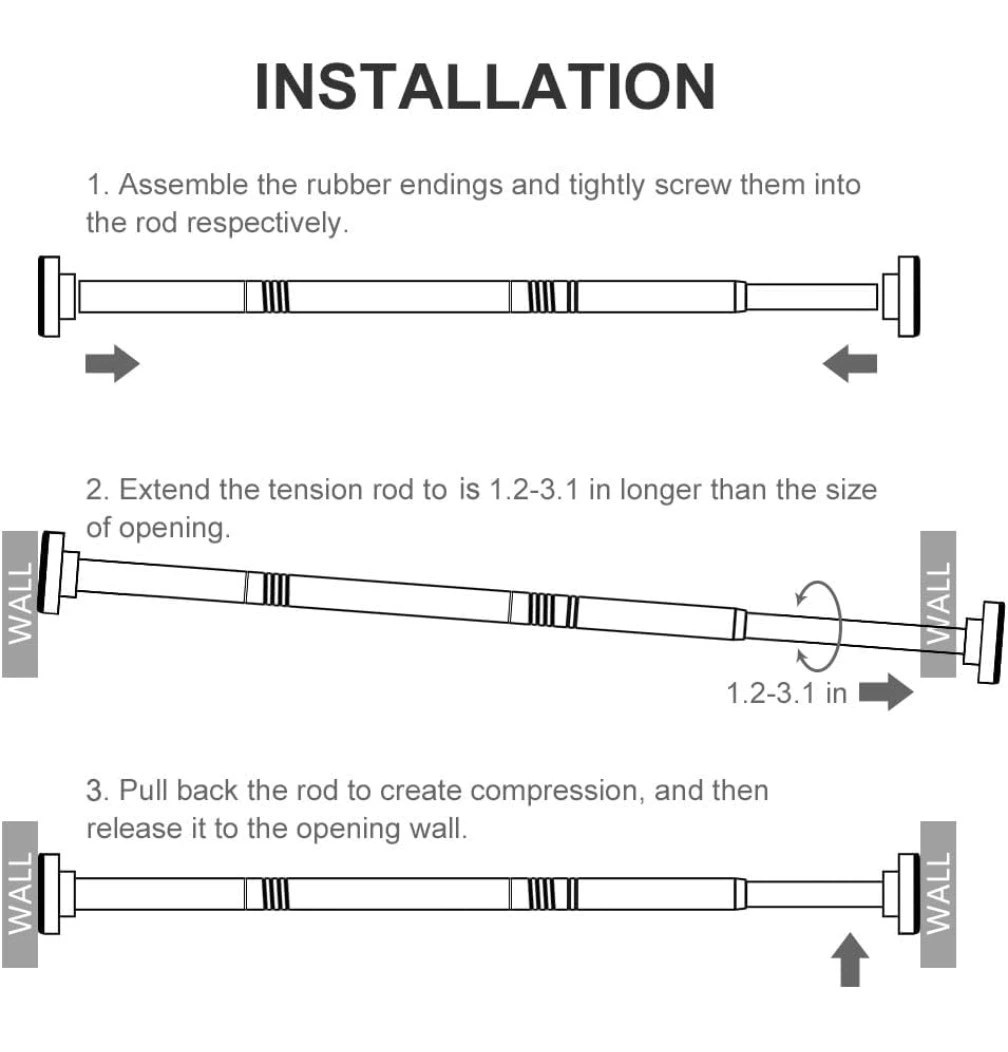 Heavy-Duty Modular Tension Curtain Rod – Adjustable 32" to 80" - photo 3