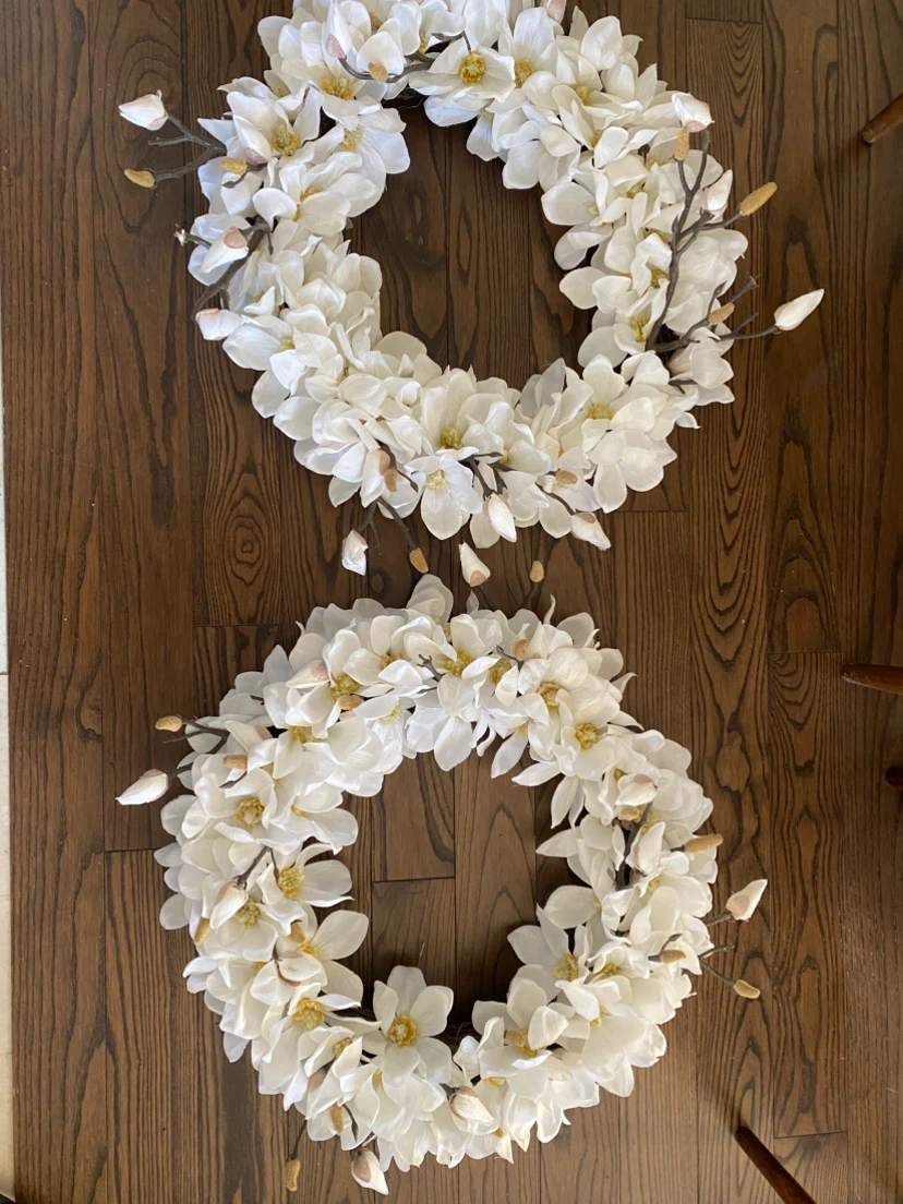 Two White Magnolia Wreaths take both for 40.00
