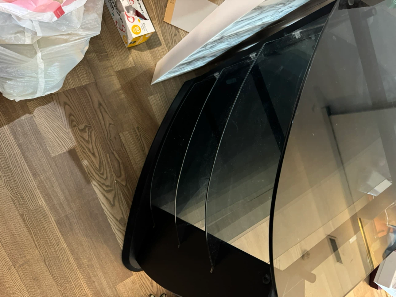Black Corner TV Stand with Glass Shelves - photo 3