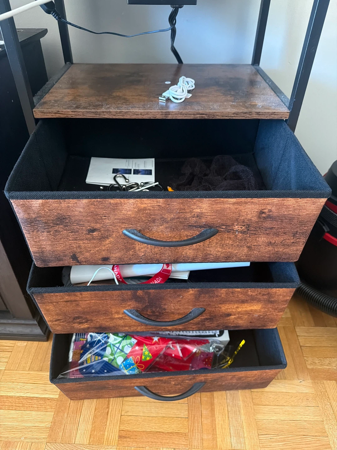 Industrial Style Nightstand with Charging Station - photo 4