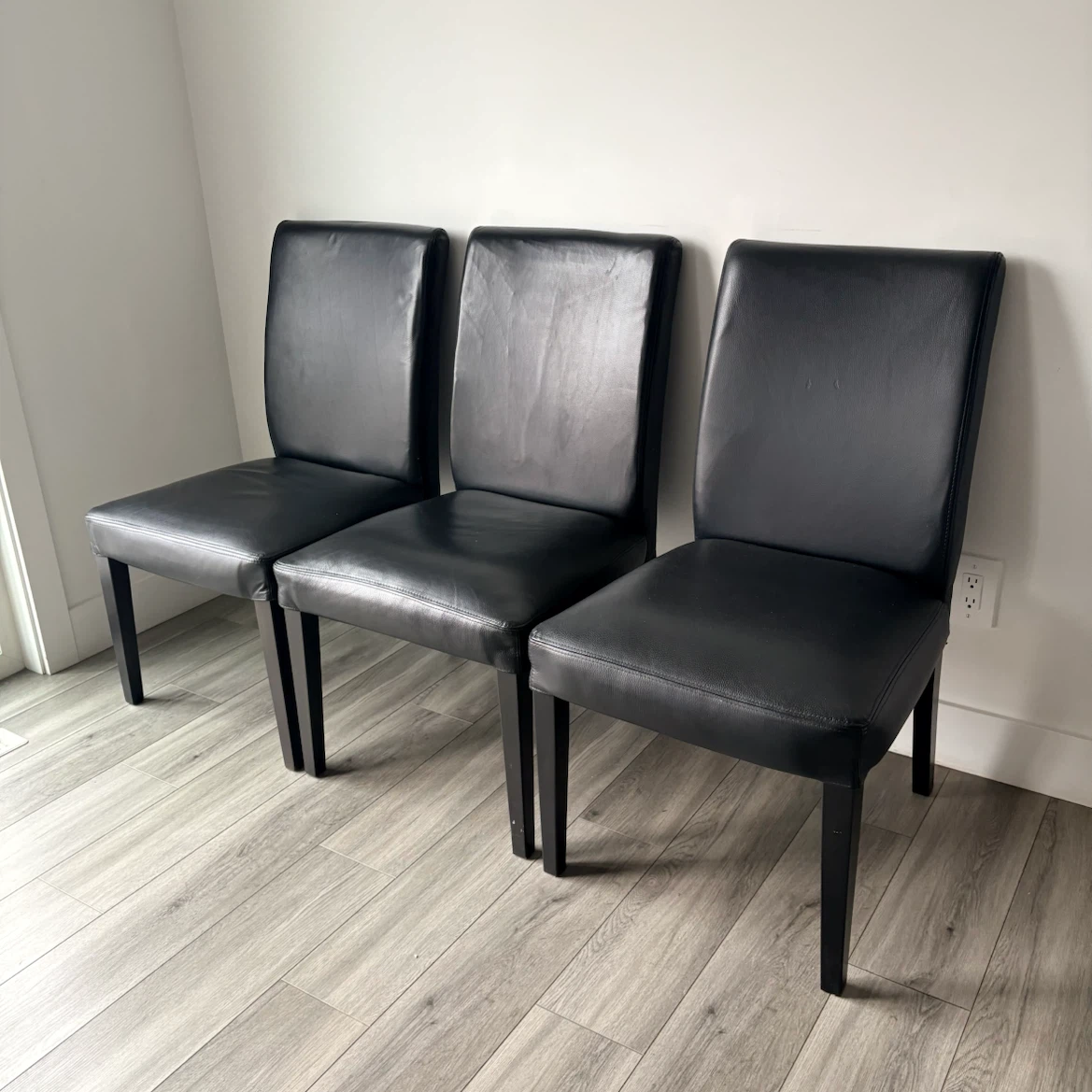 3 Leather Dining Chairs