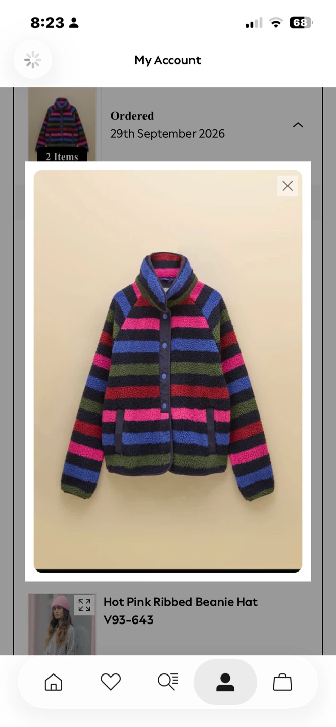 Joules Navy Stripe Borg Fleece New With Tags