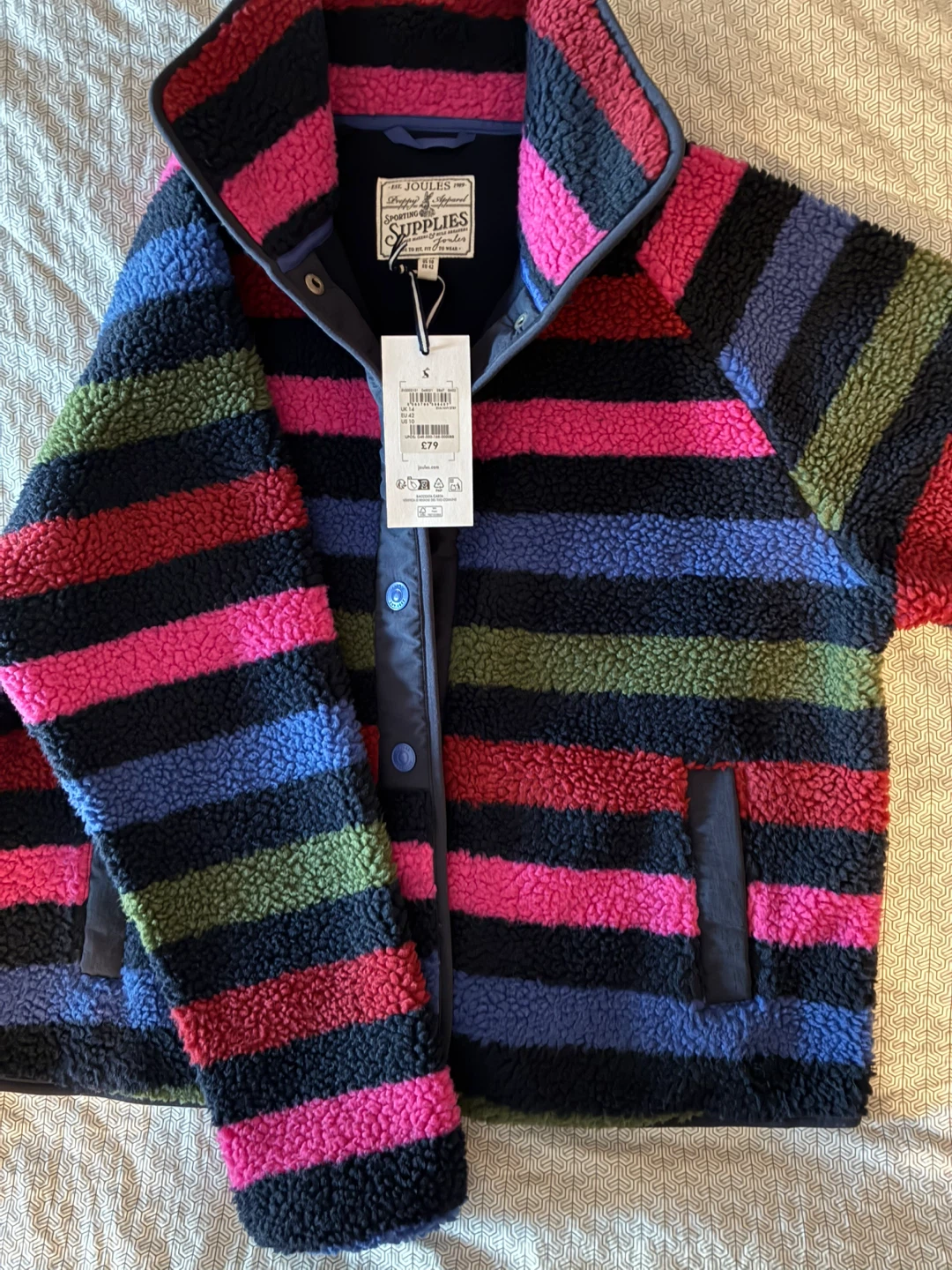 Joules Navy Stripe Borg Fleece New With Tags - photo 2