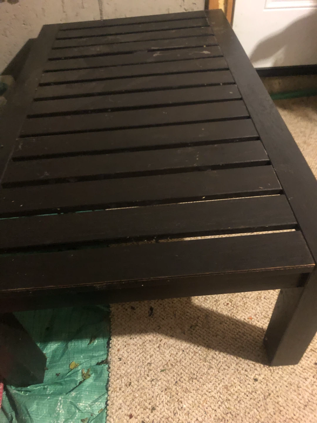 Dark brown slatted wood coffee table - photo 2