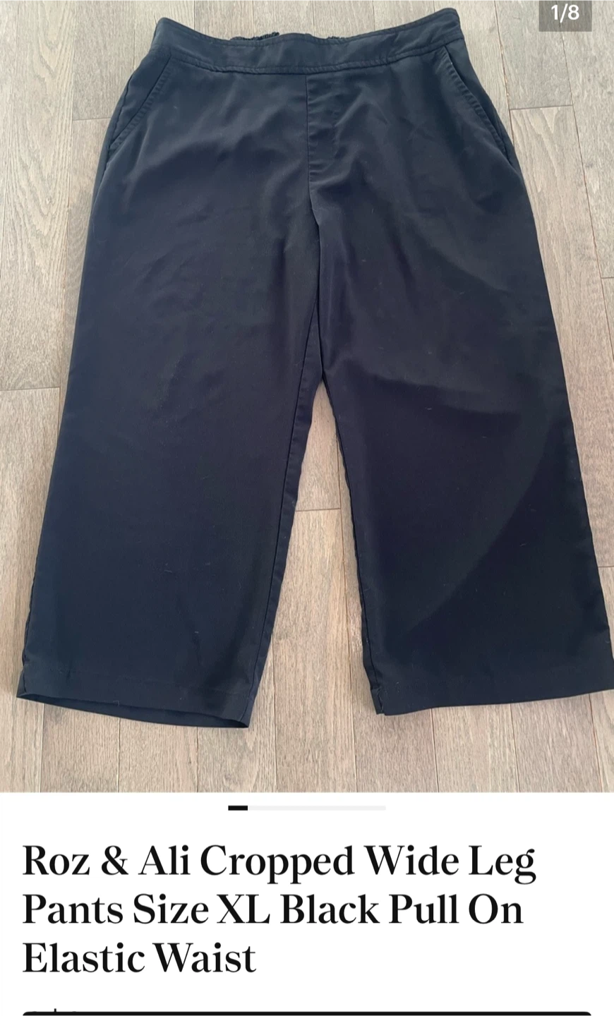 Roz & Ali Cropped Wide Leg Pants Black Size XL