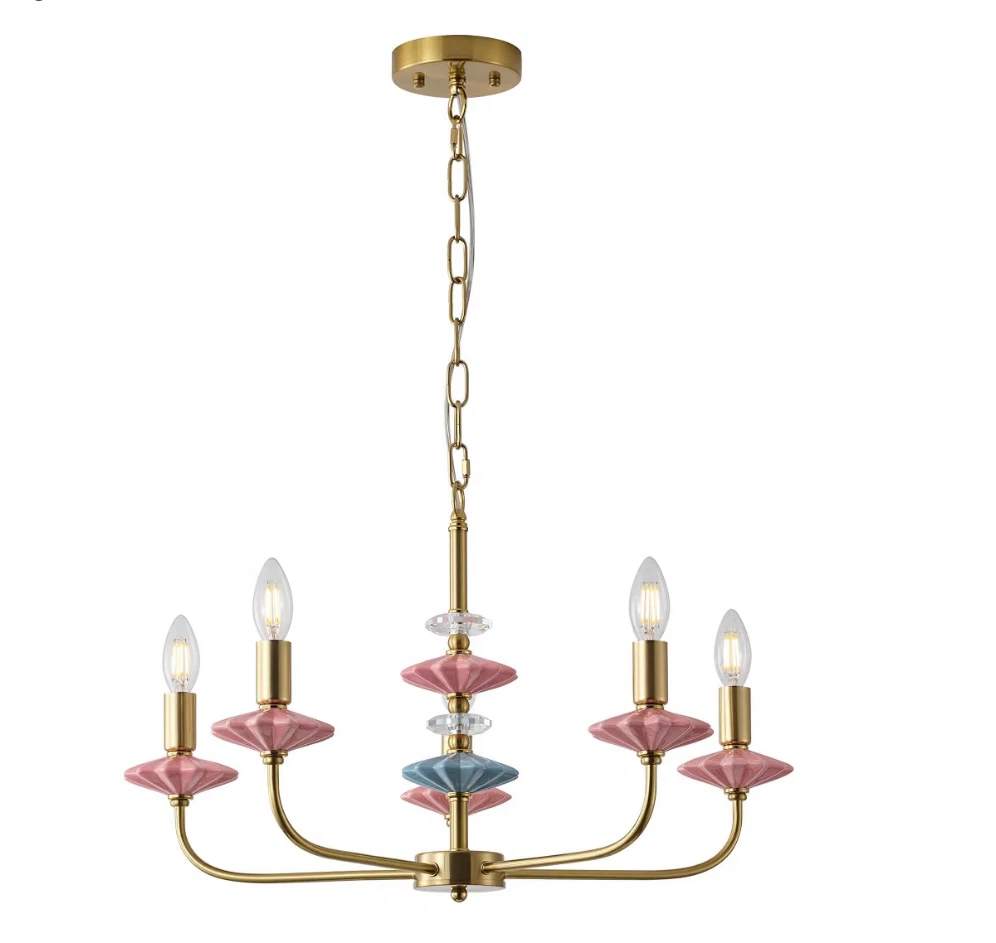 Breomo Pink Chandeliers For Dining Room Light Fixture Over Table