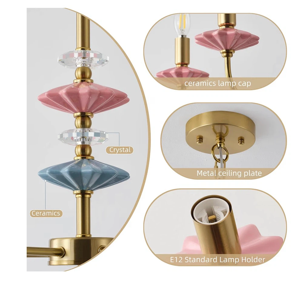 Breomo Pink Chandeliers For Dining Room Light Fixture Over Table - photo 2