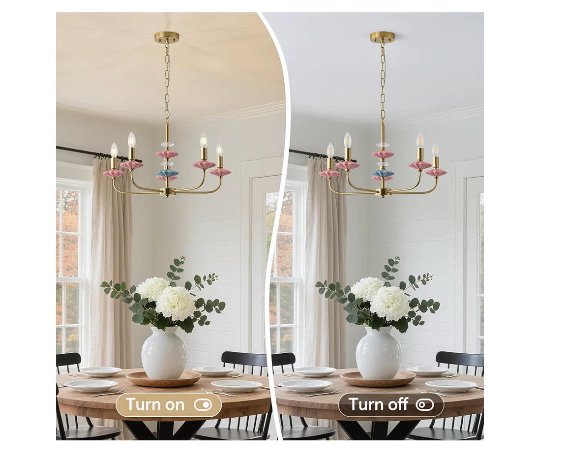 Breomo Pink Chandeliers For Dining Room Light Fixture Over Table - photo 4