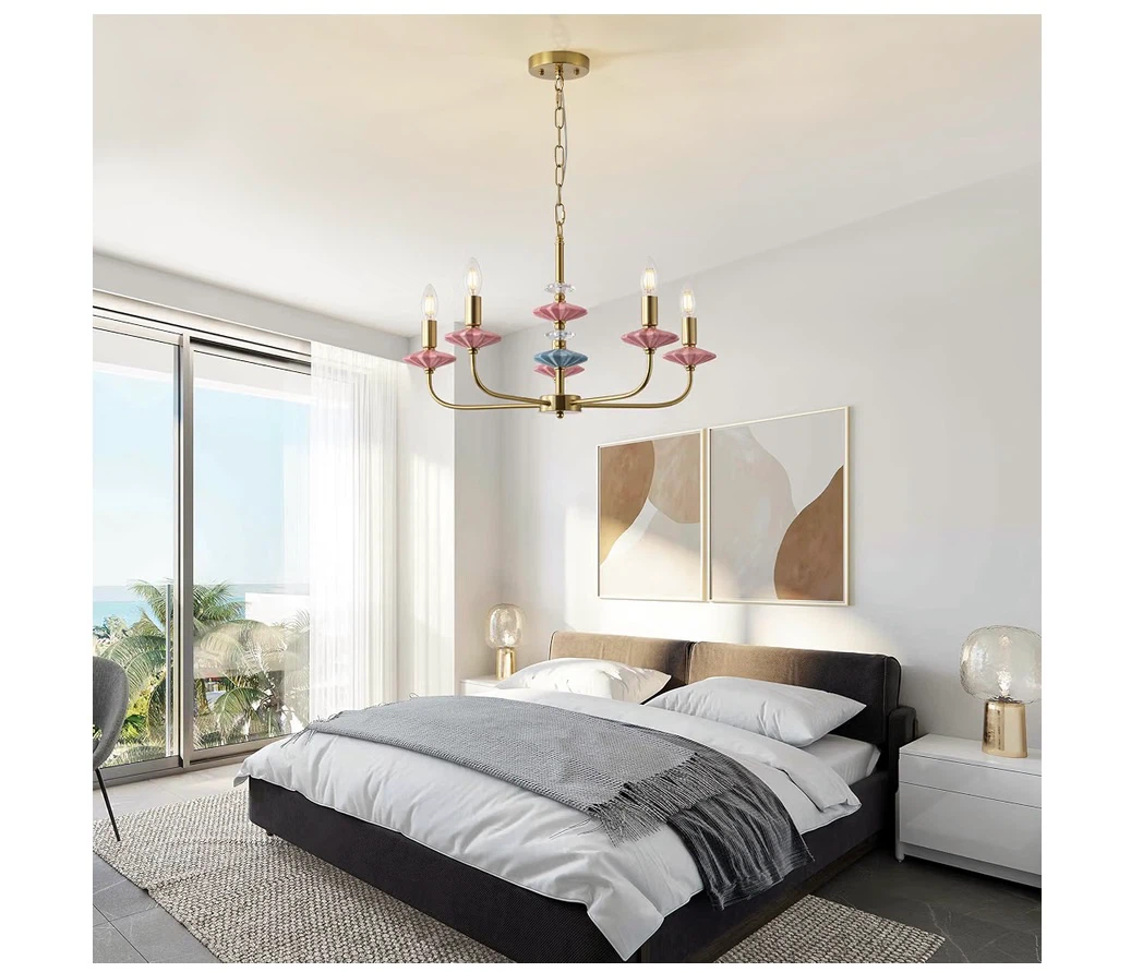 Breomo Pink Chandeliers For Dining Room Light Fixture Over Table - photo 5