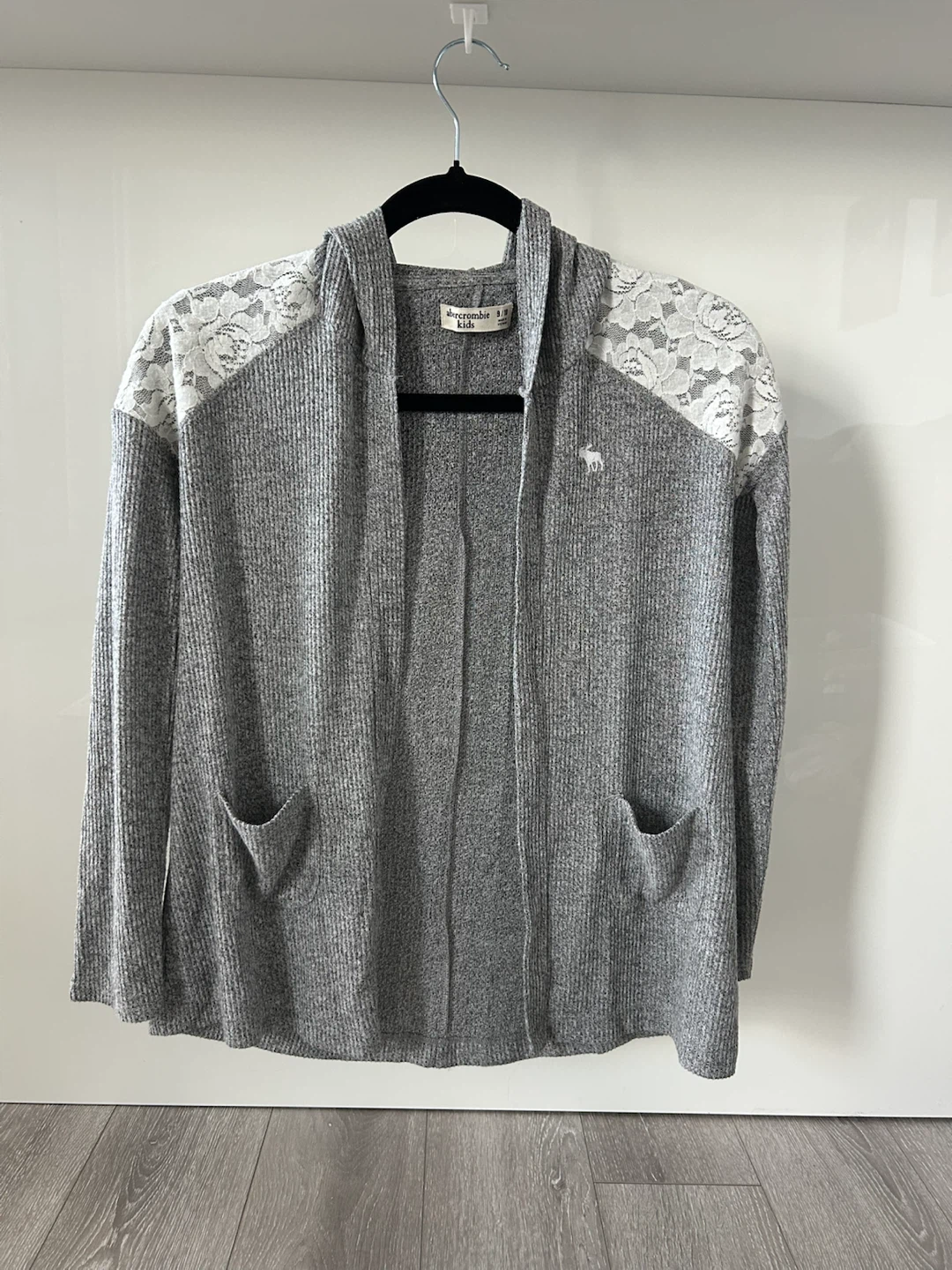 Abercrombie Kids Gray Lace Hooded Cardigan