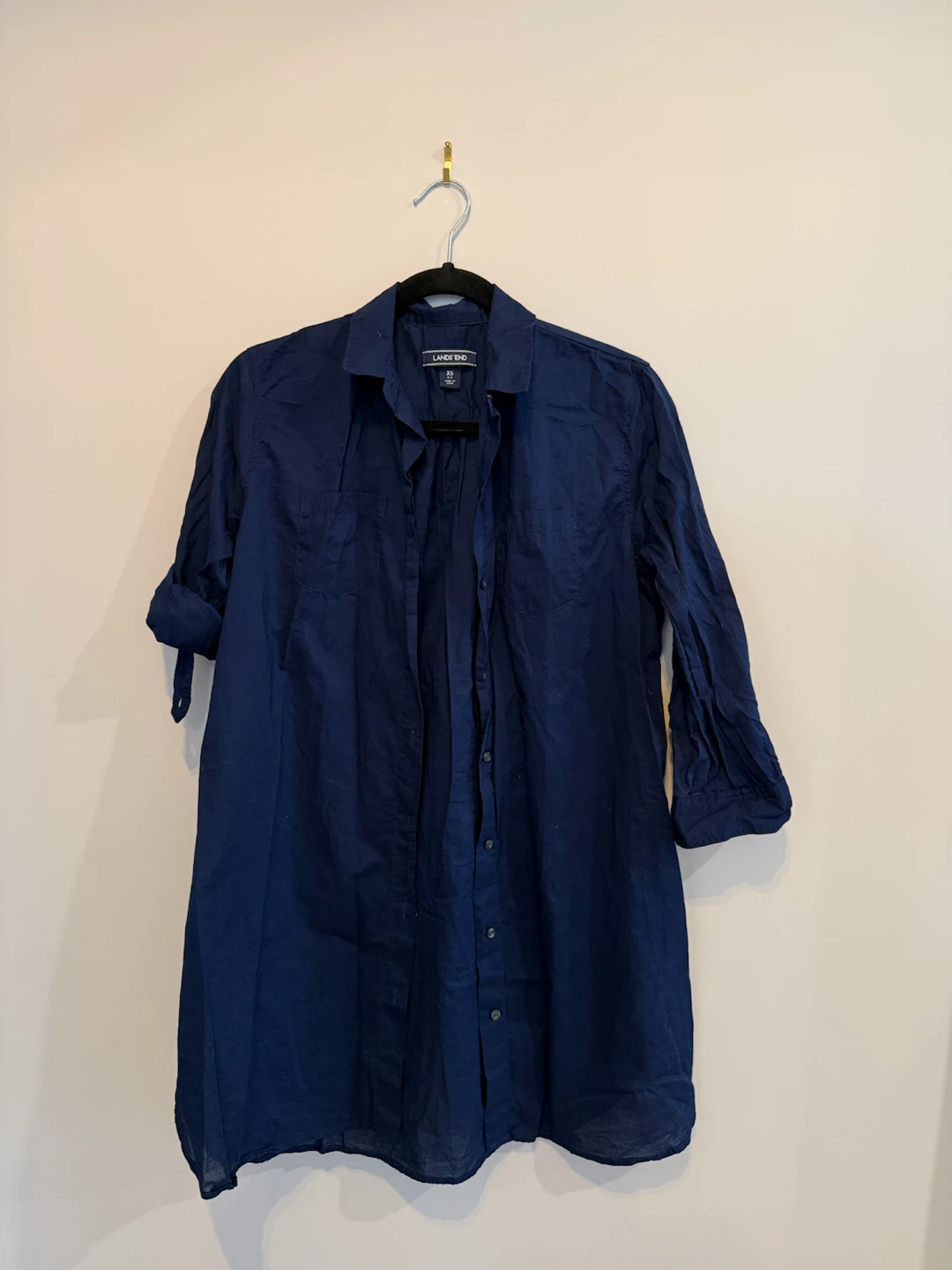 Lands' End Navy Button-Down Shirt