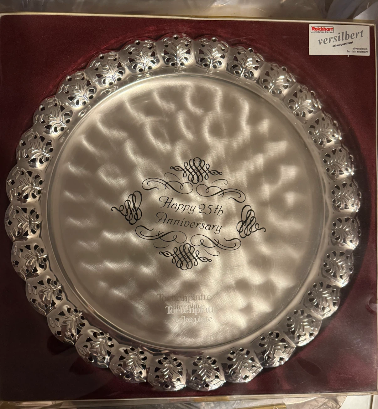 Reichhart Silverplated Anniversary Cake Plate