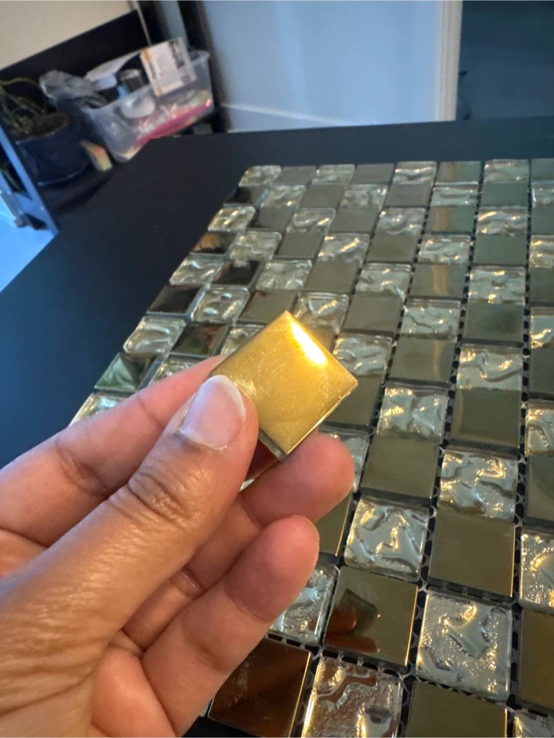 Gold and Textured Glass Mosaic Tile Sheet - photo 2