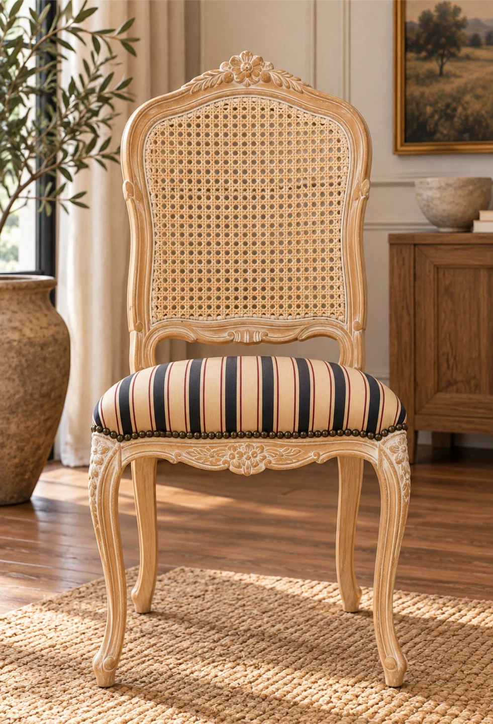 Set of 4 Vintage Italian Cane Back Dining Chairs - photo 5