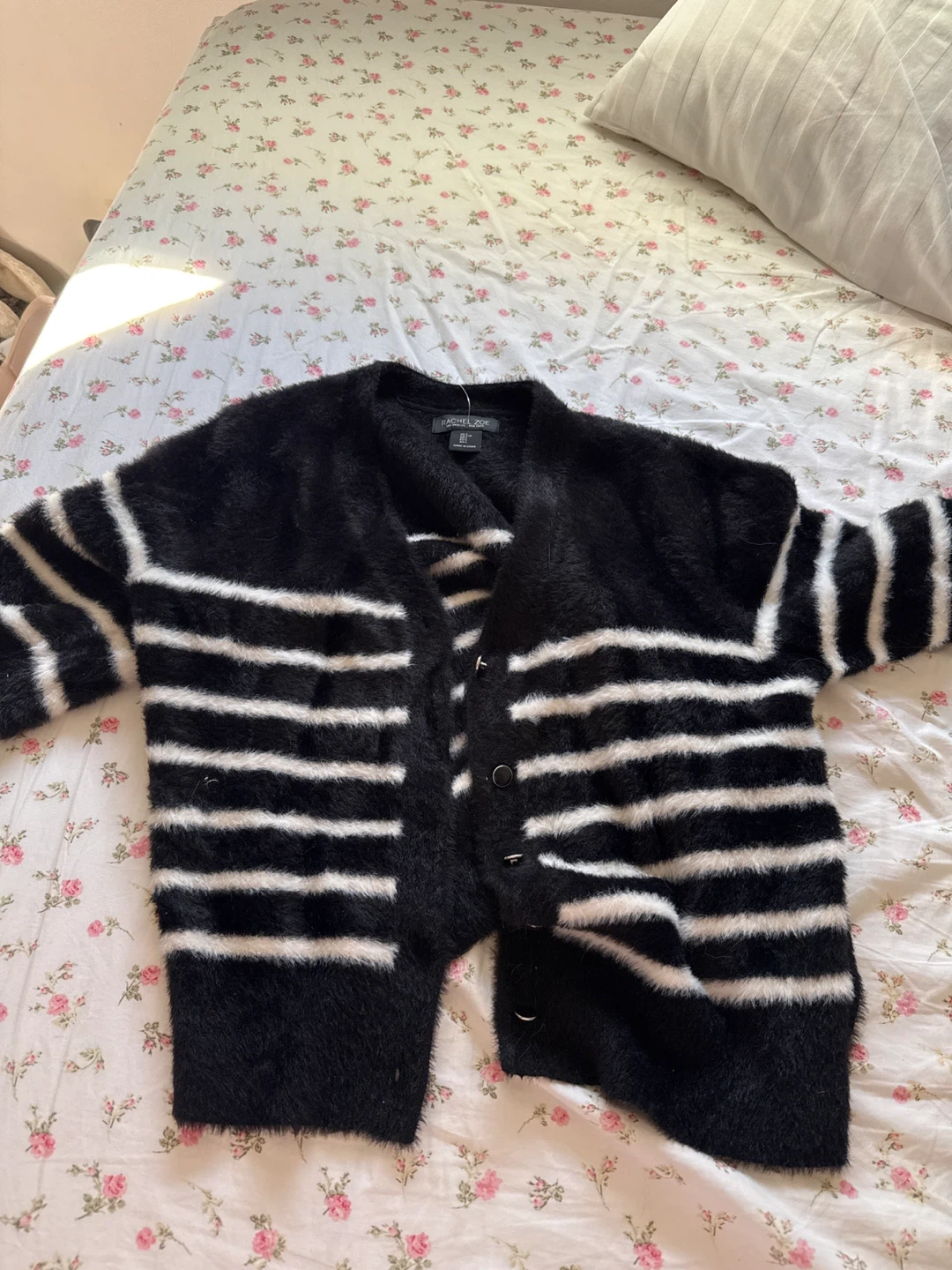 Rachel Zoe Black and White Striped Cardigan