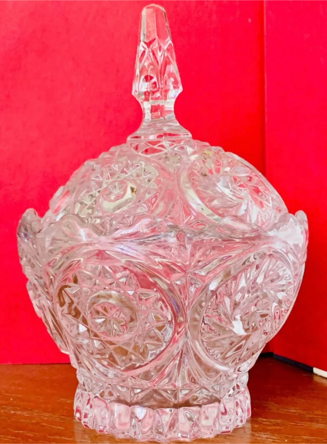 Vintage Crystal Covered Candy Dish