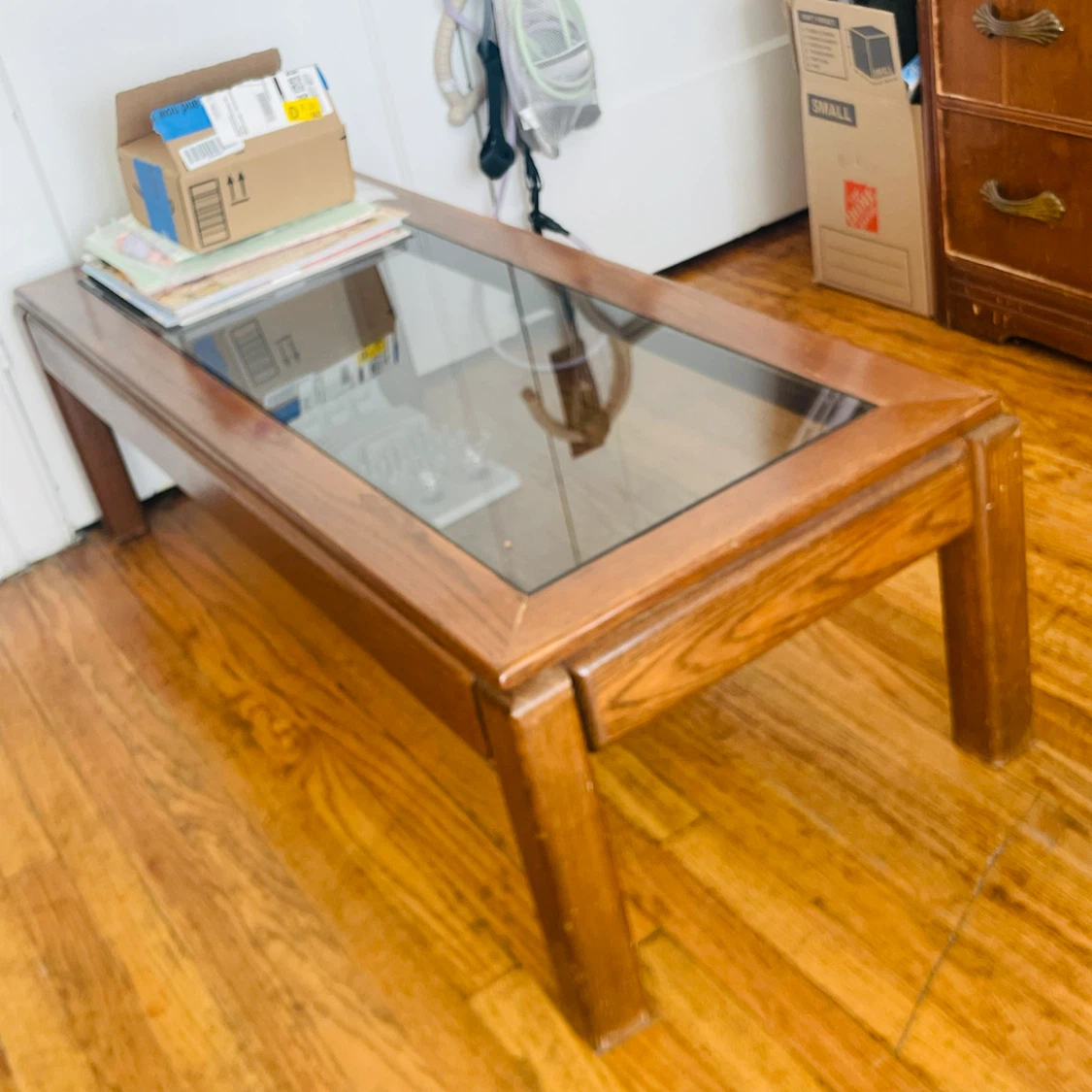 Wood and Glass Coffee Table