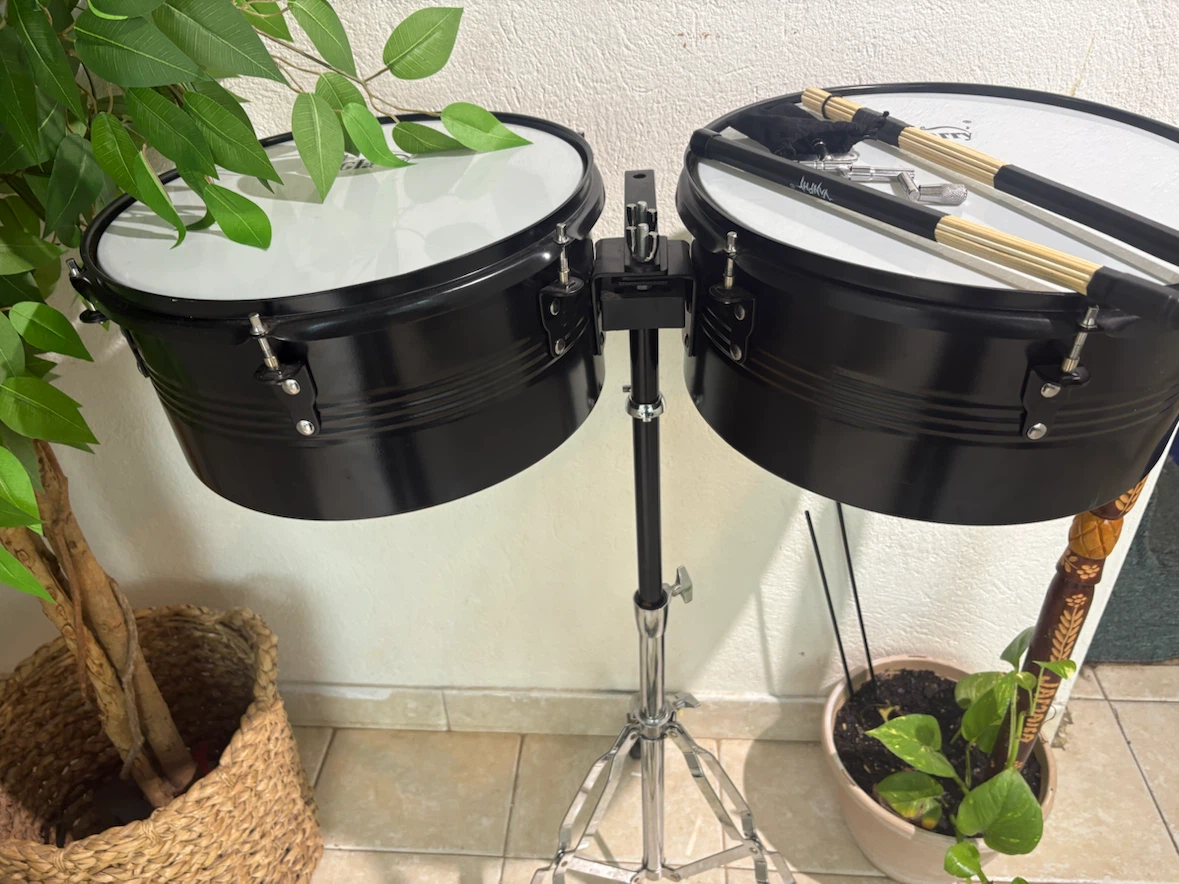 Glarry Timbales Set with Stand and Sticks