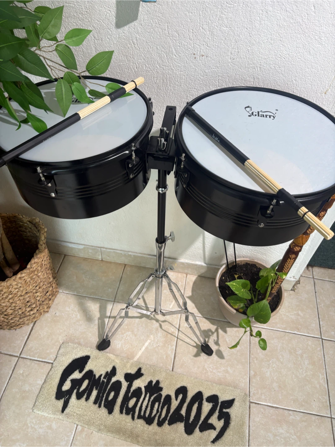 Glarry Timbales Set with Stand and Sticks - photo 2