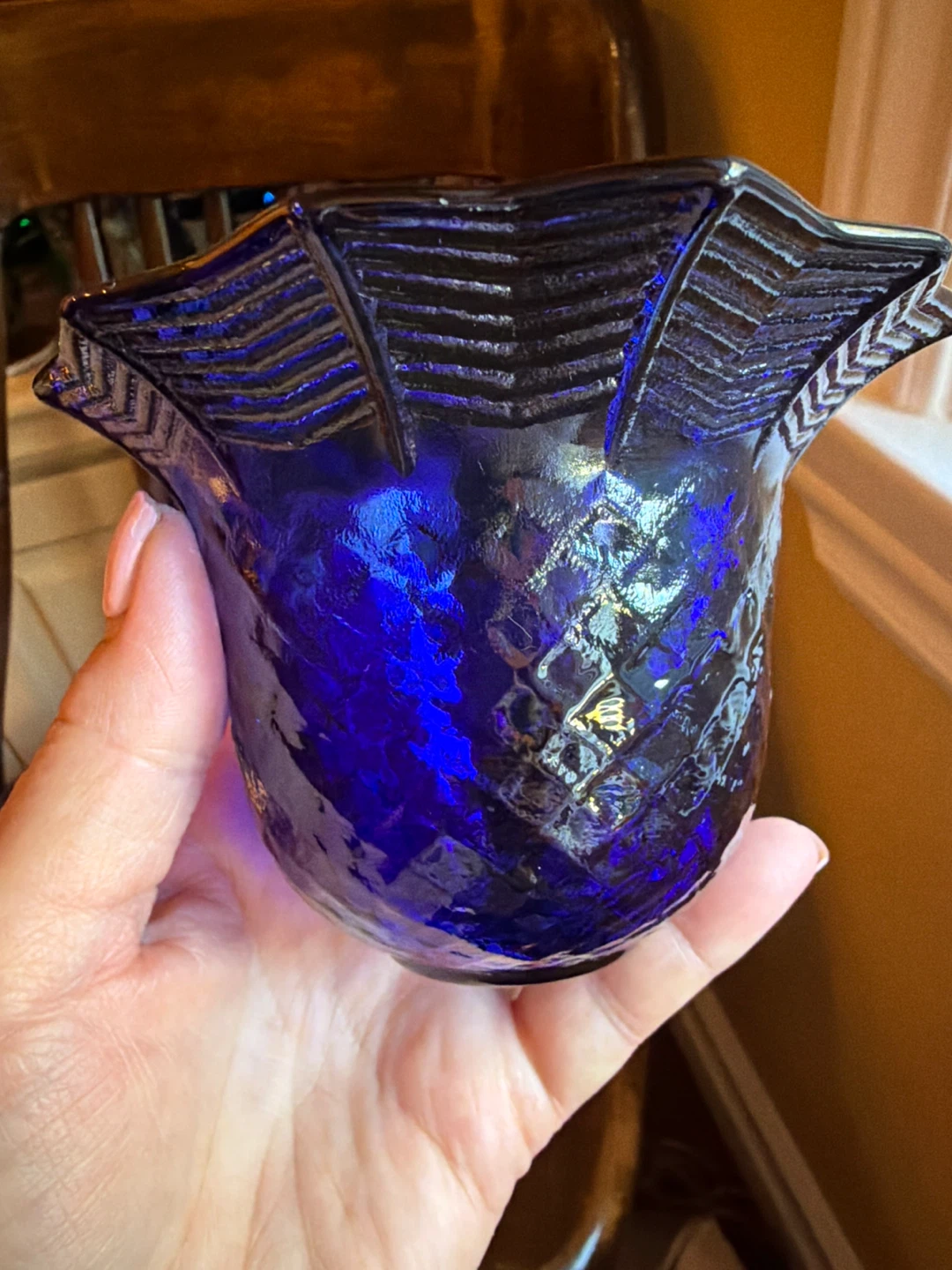 Stunning Set of 2 Cobalt Blue Glass Candleholders - photo 3
