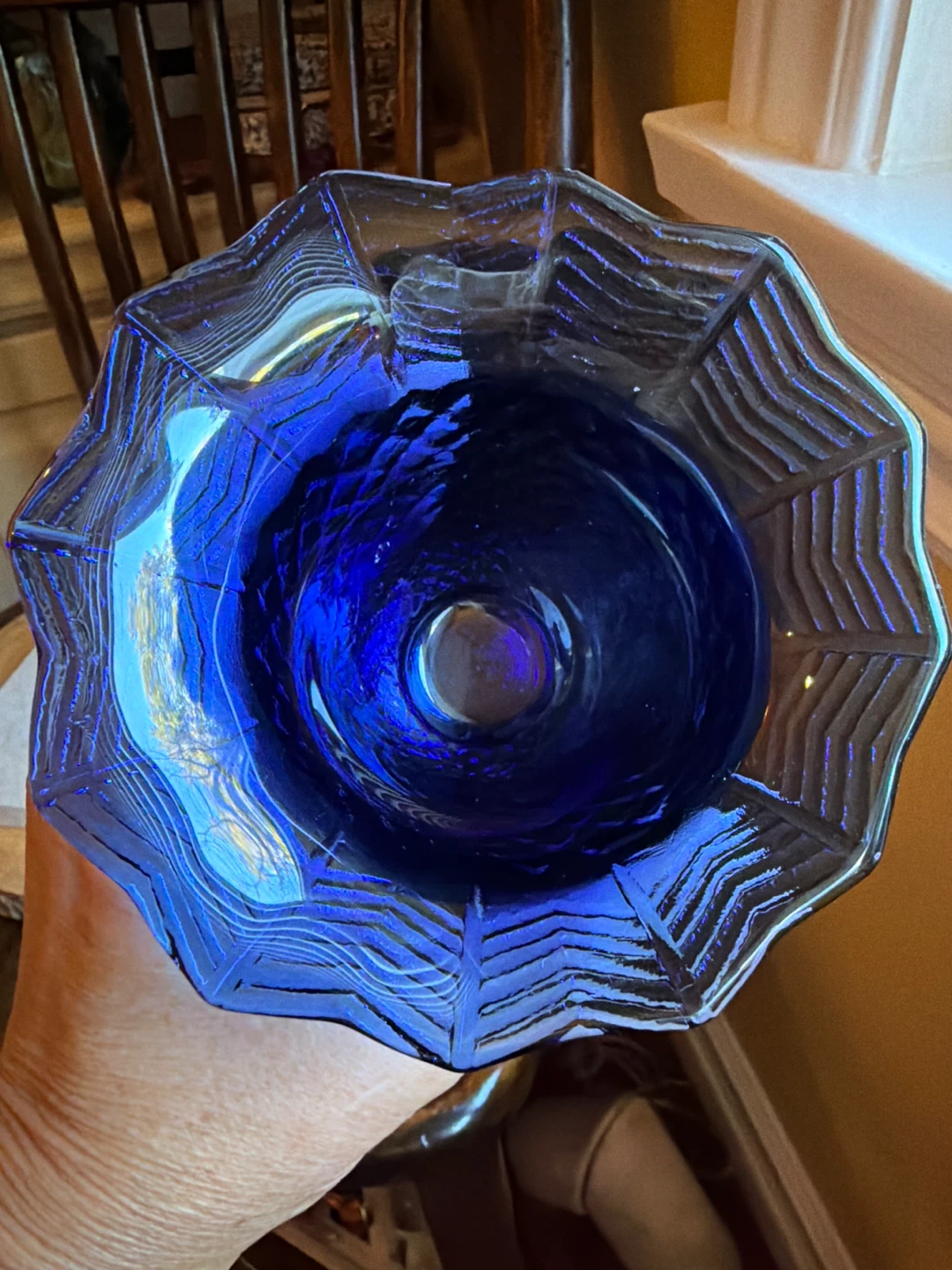 Stunning Set of 2 Cobalt Blue Glass Candleholders - photo 4