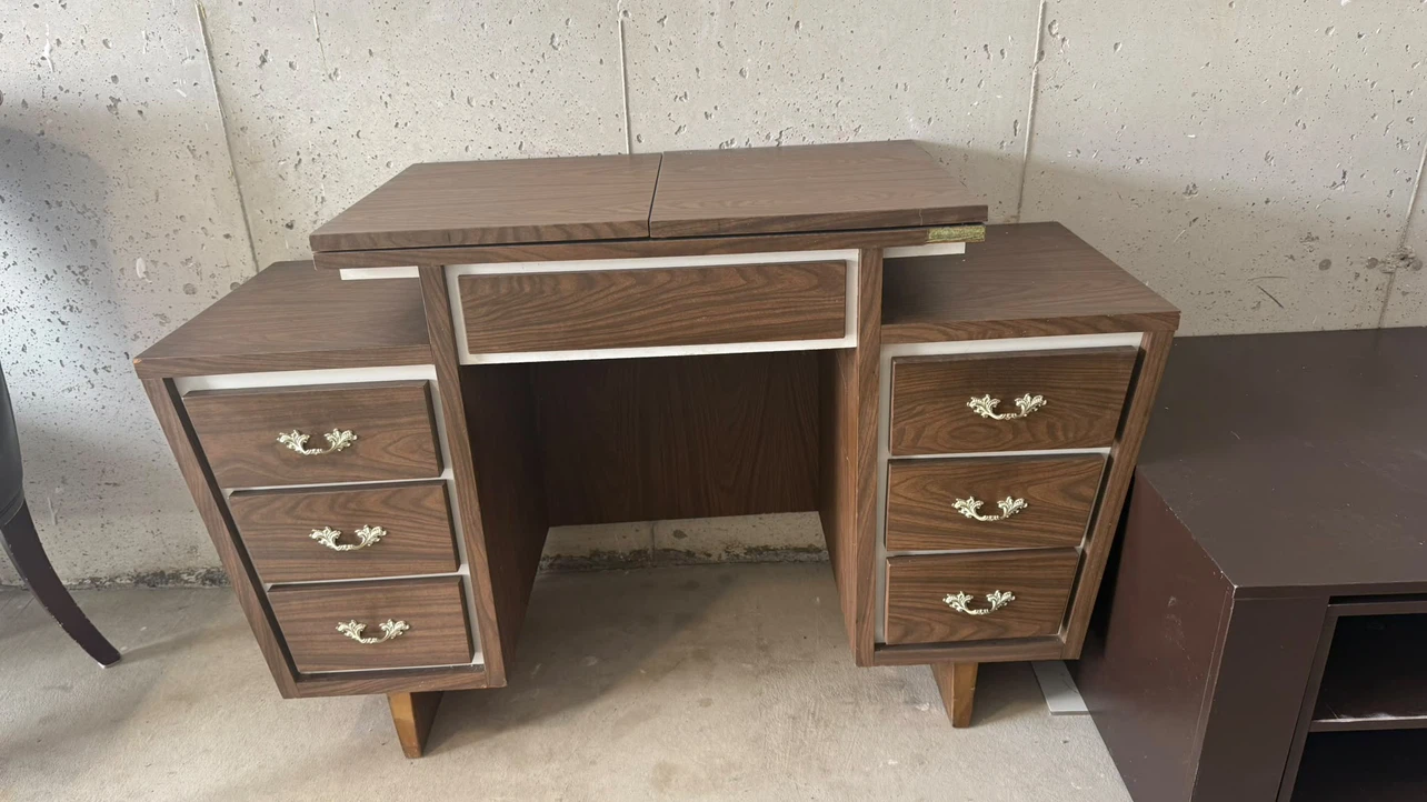 Vintage Sewing Machine Cabinet Desk
