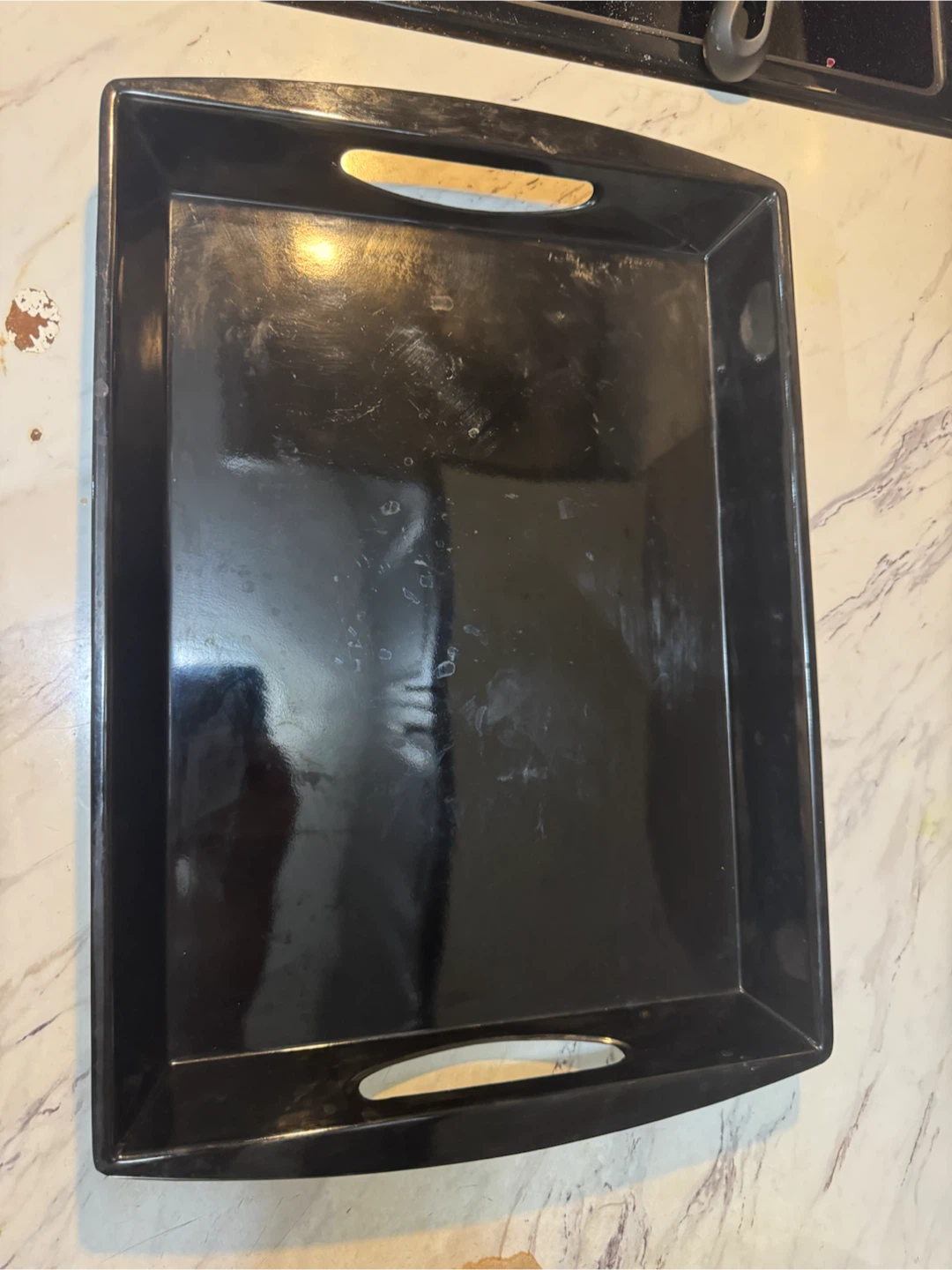 White Floral Tray and Black Serving Tray