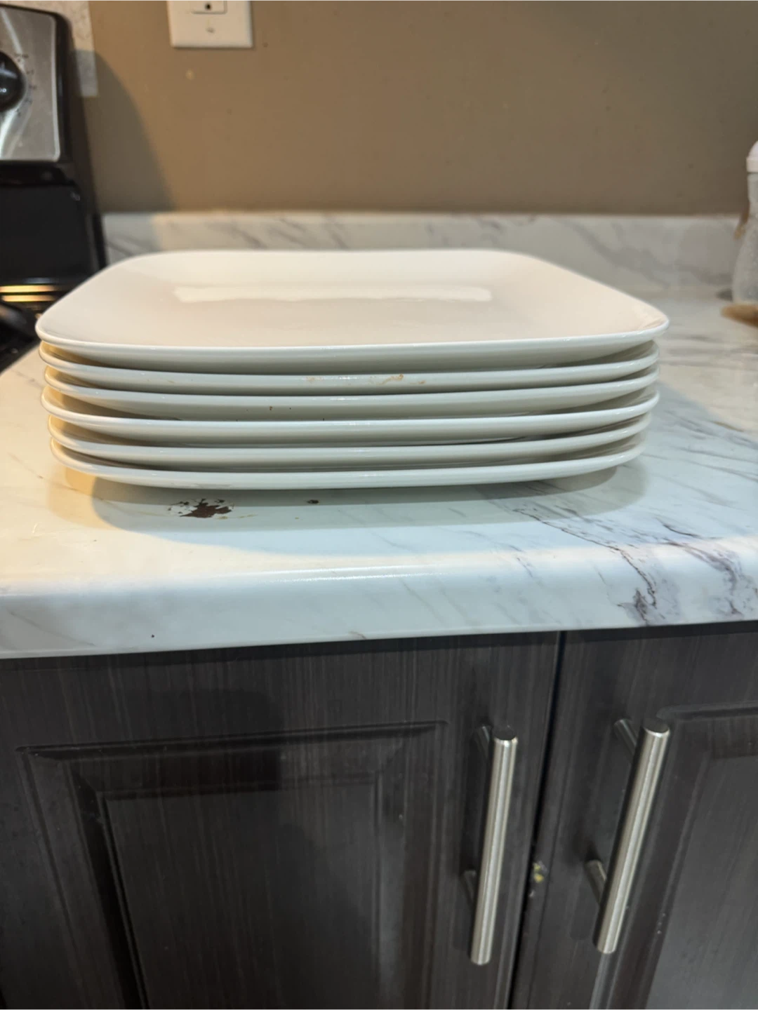 Set of 5 White Square Plates