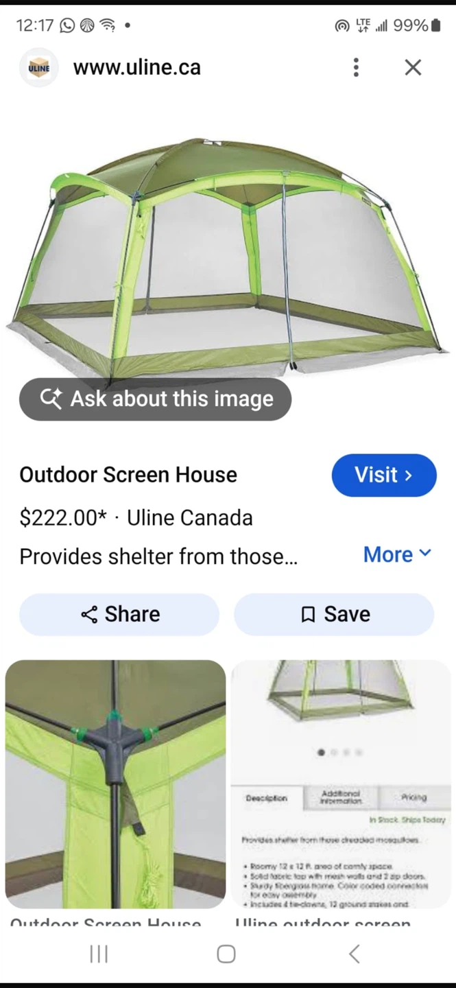 Uline Outdoor Screen House 12 x 12
