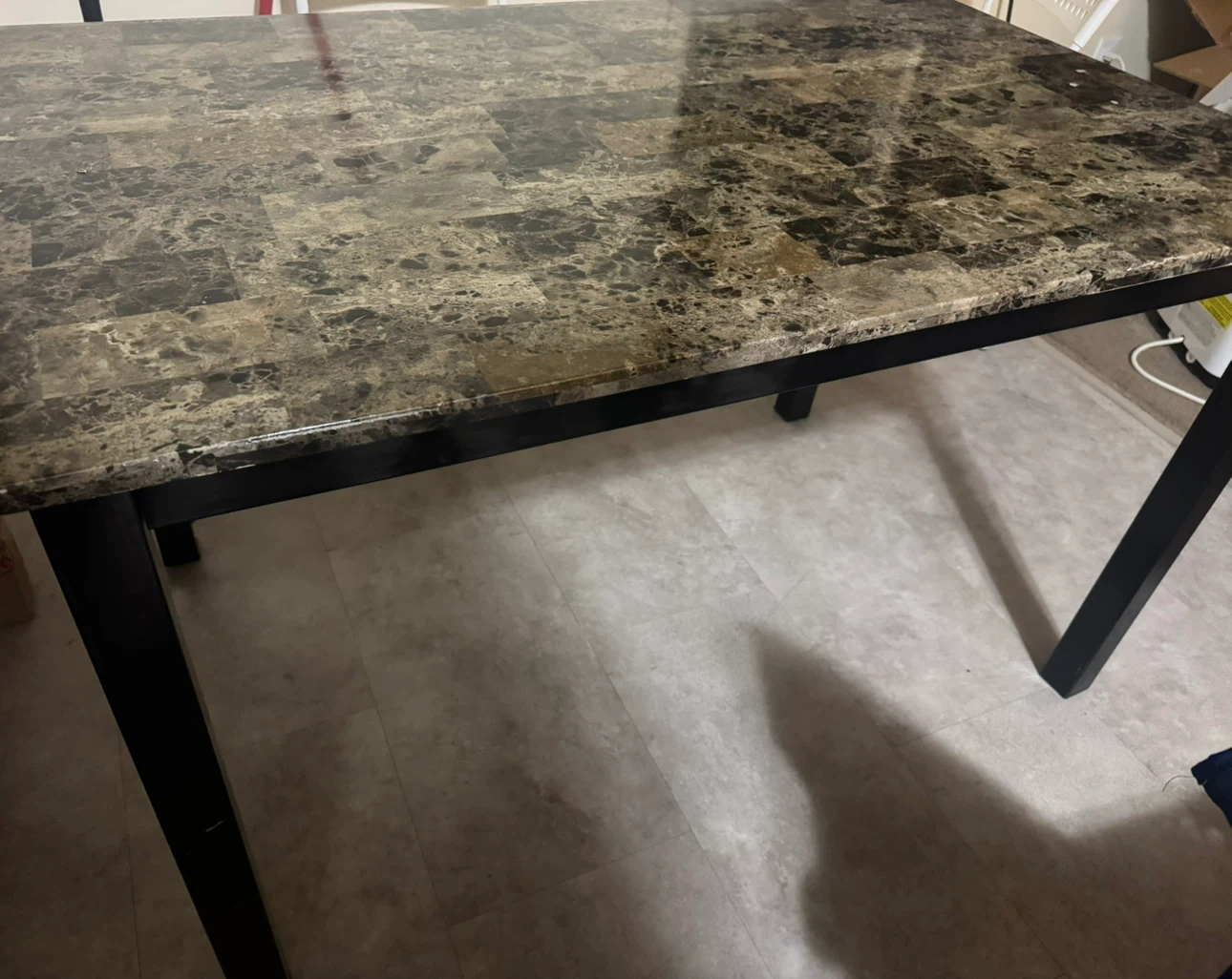 Faux Marble Dining Table with Black Metal Legs - photo 2