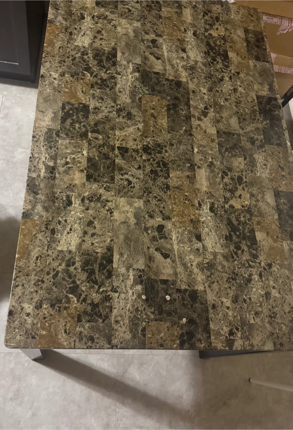 Faux Marble Dining Table with Black Metal Legs - photo 4