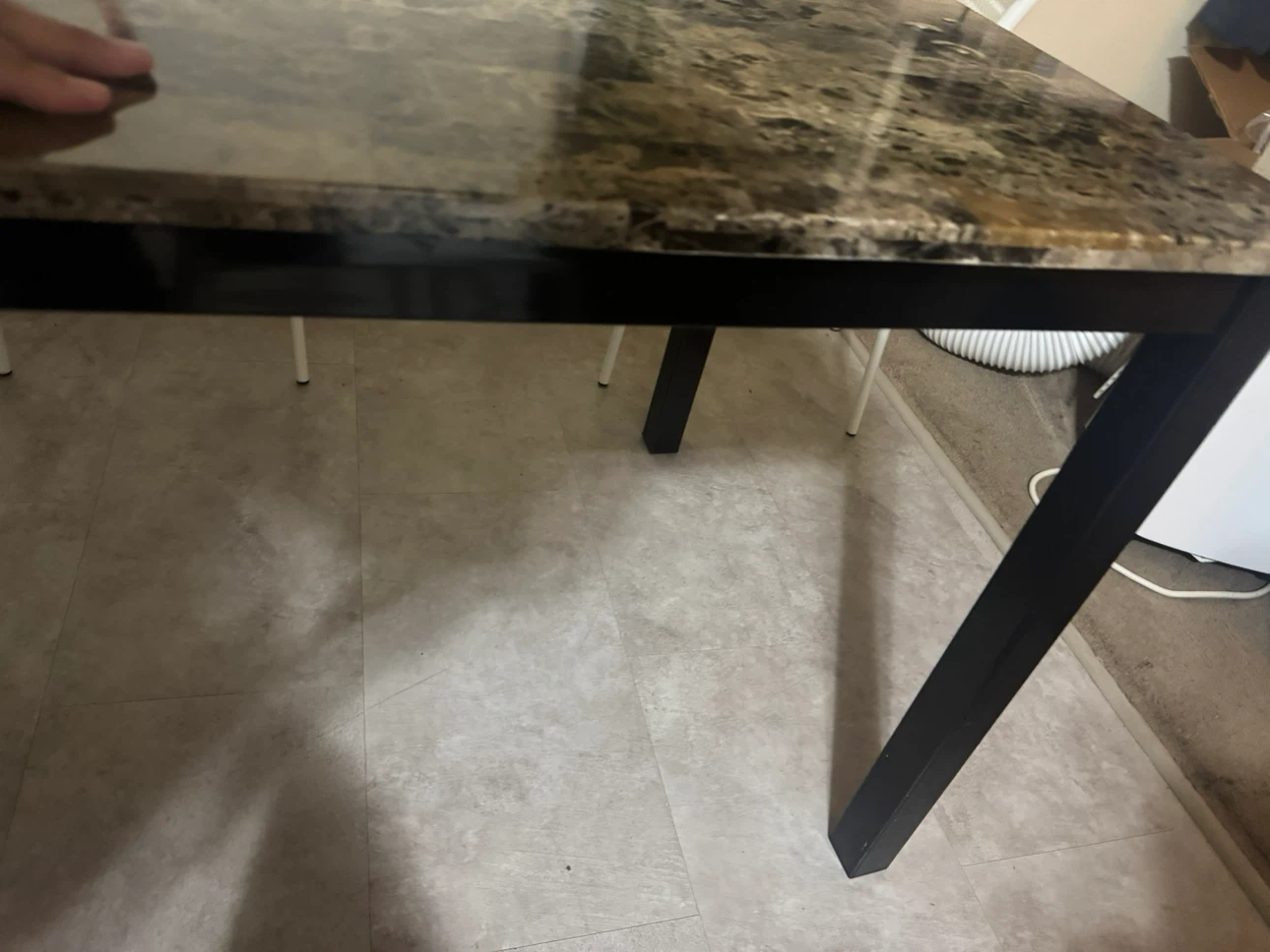 Faux Marble Dining Table with Black Metal Legs - photo 5