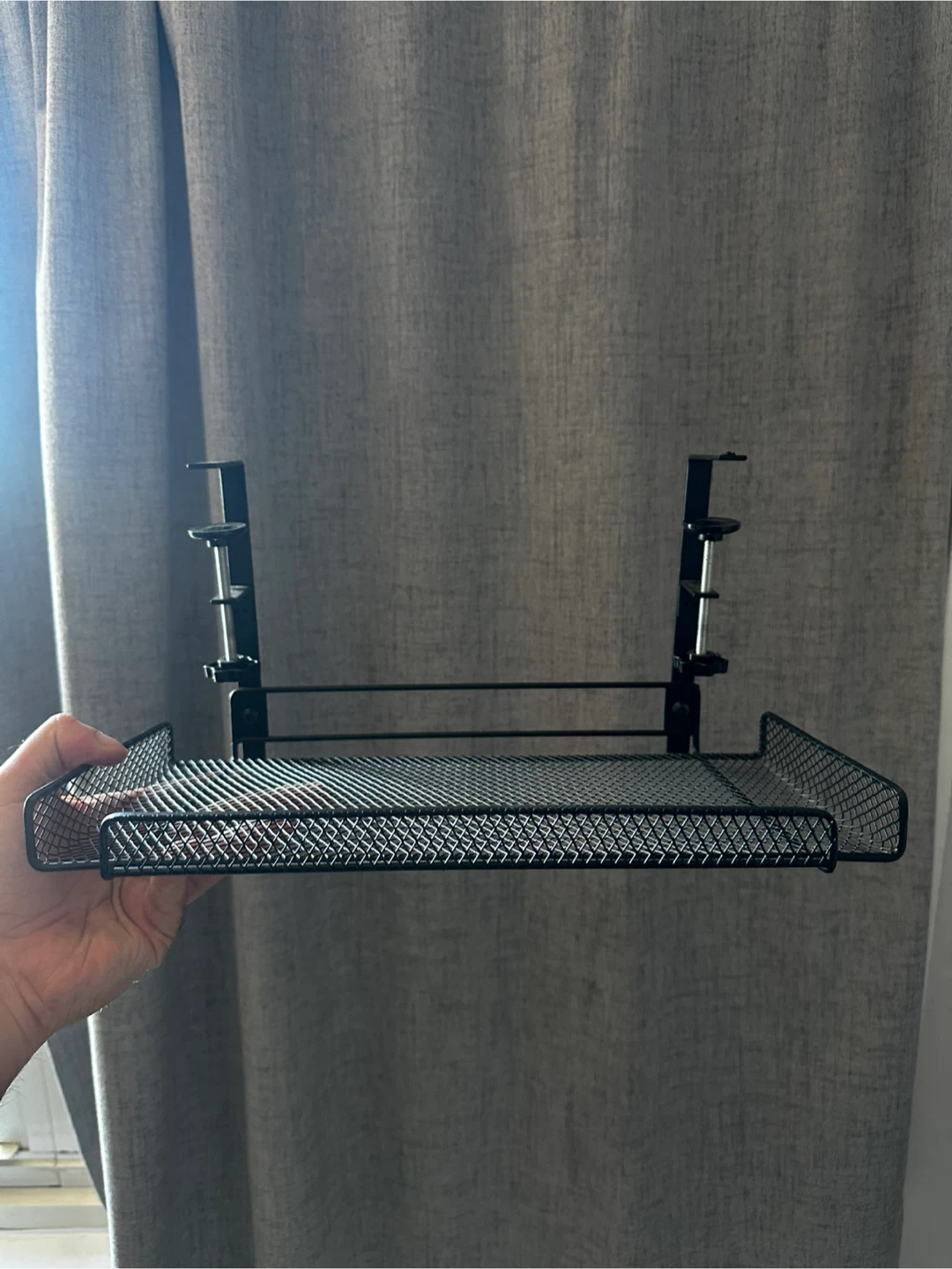 Black Metal Clamp-On Desk Shelf