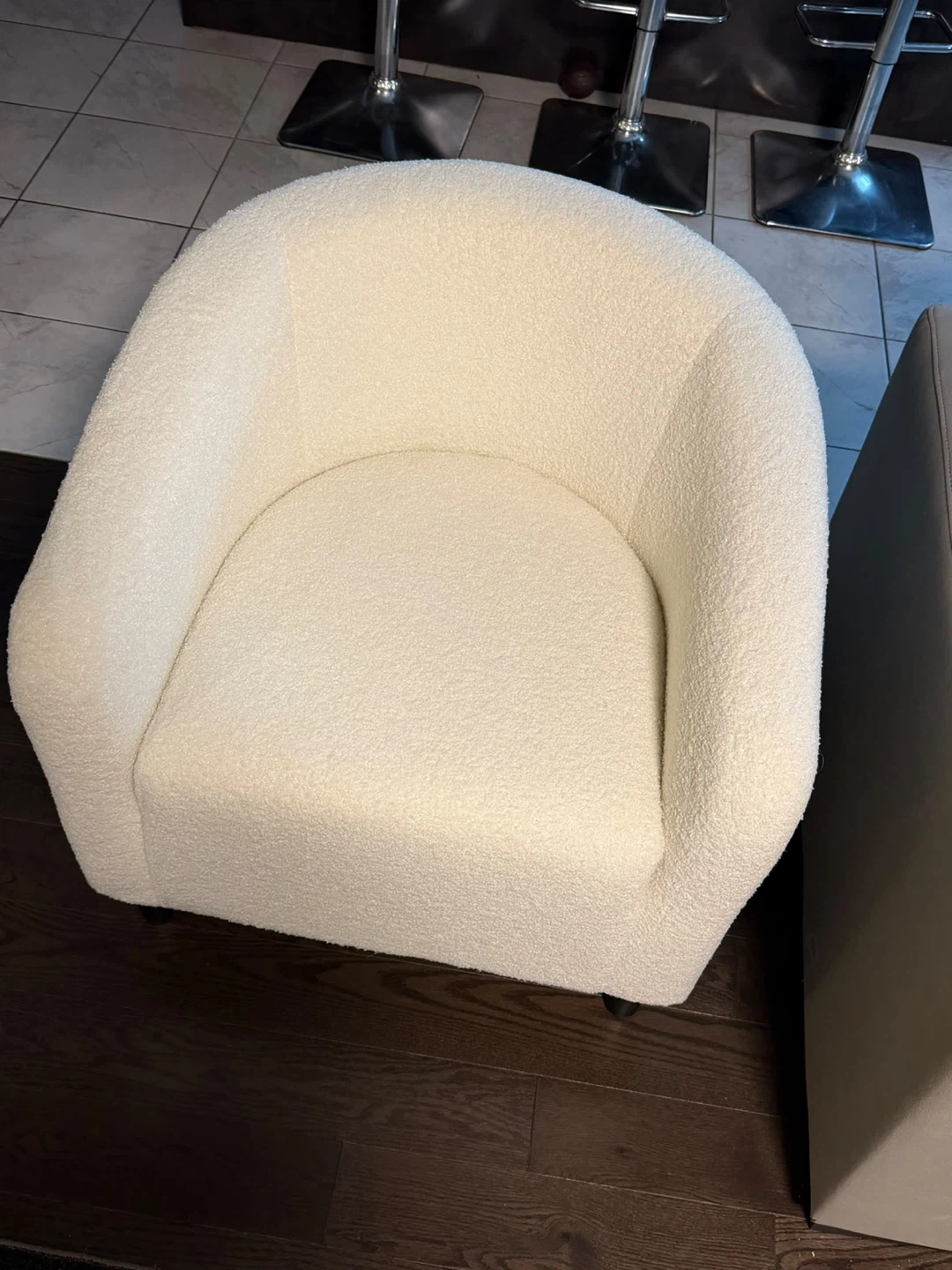 Cream Boucle Barrel Accent Chair