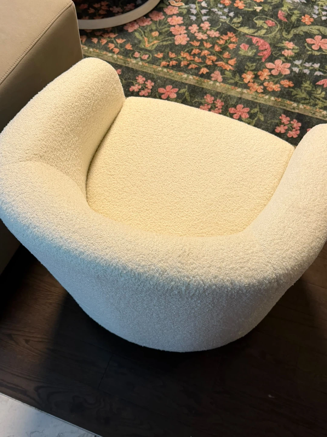 Cream Boucle Barrel Accent Chair - photo 2