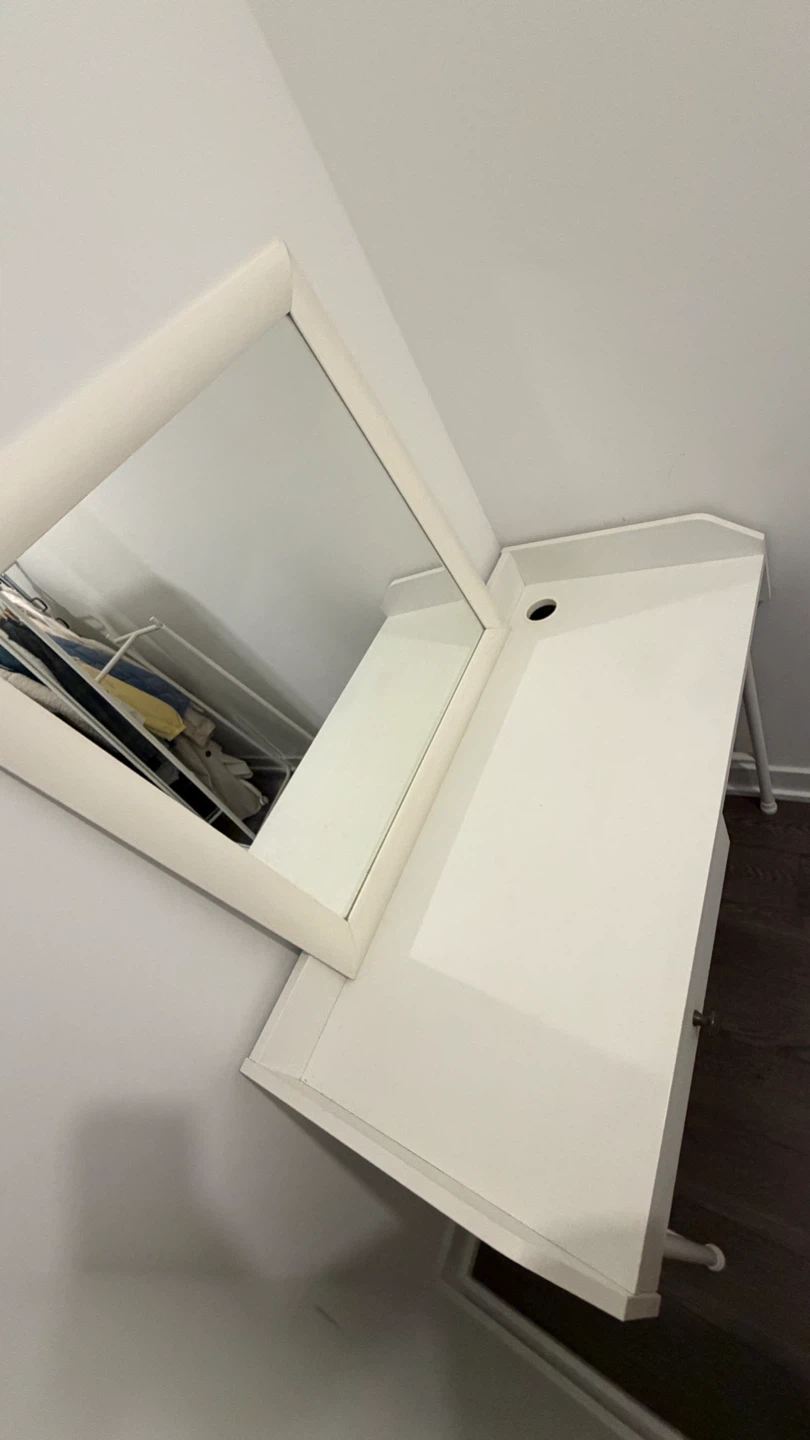 IKEA White Vanity Desk with Mirror - photo 3