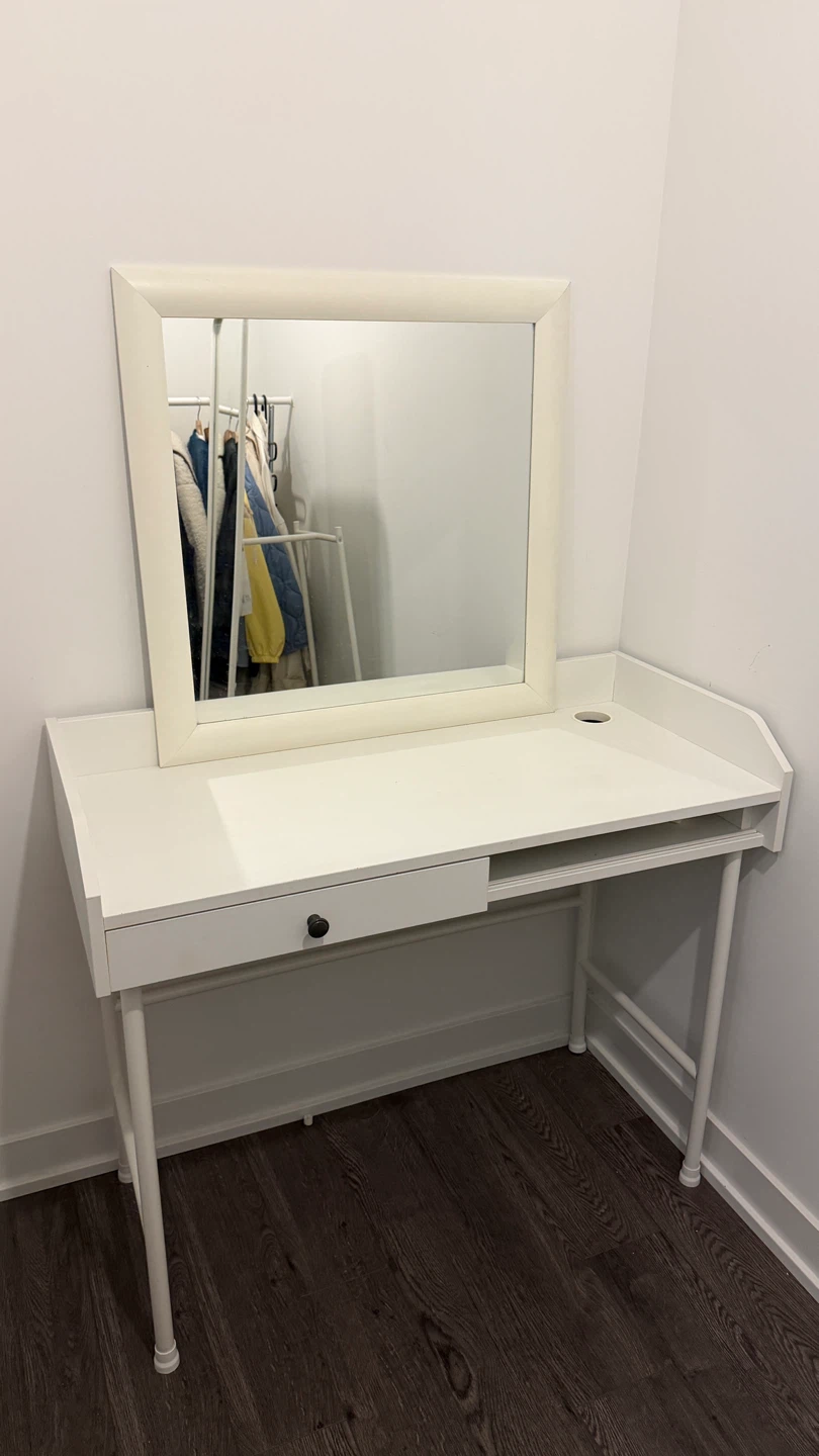 IKEA White Vanity Desk with Mirror