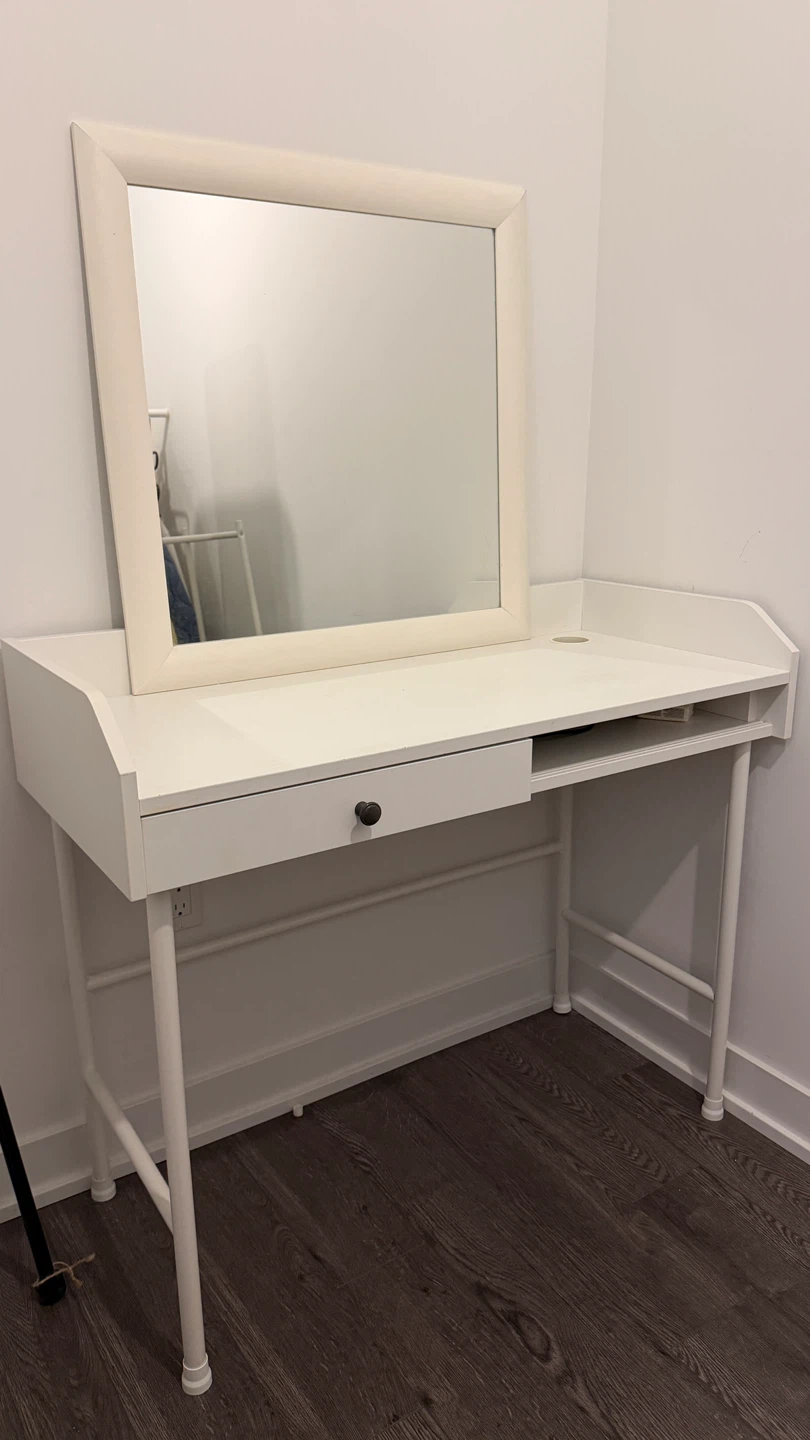 IKEA White Vanity Desk with Mirror - photo 2