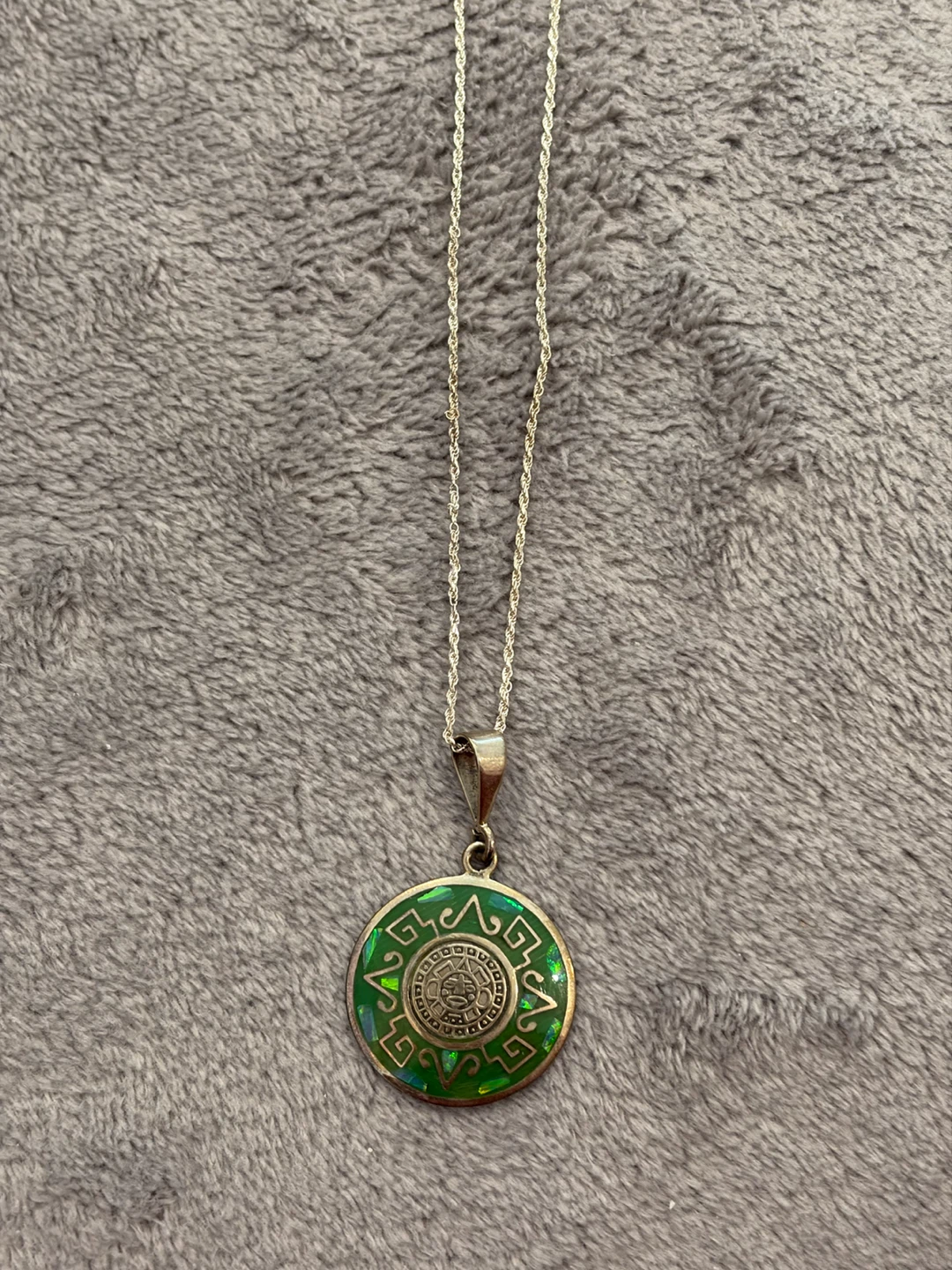 Aztec Calendar Pendant Necklace 950 Silver