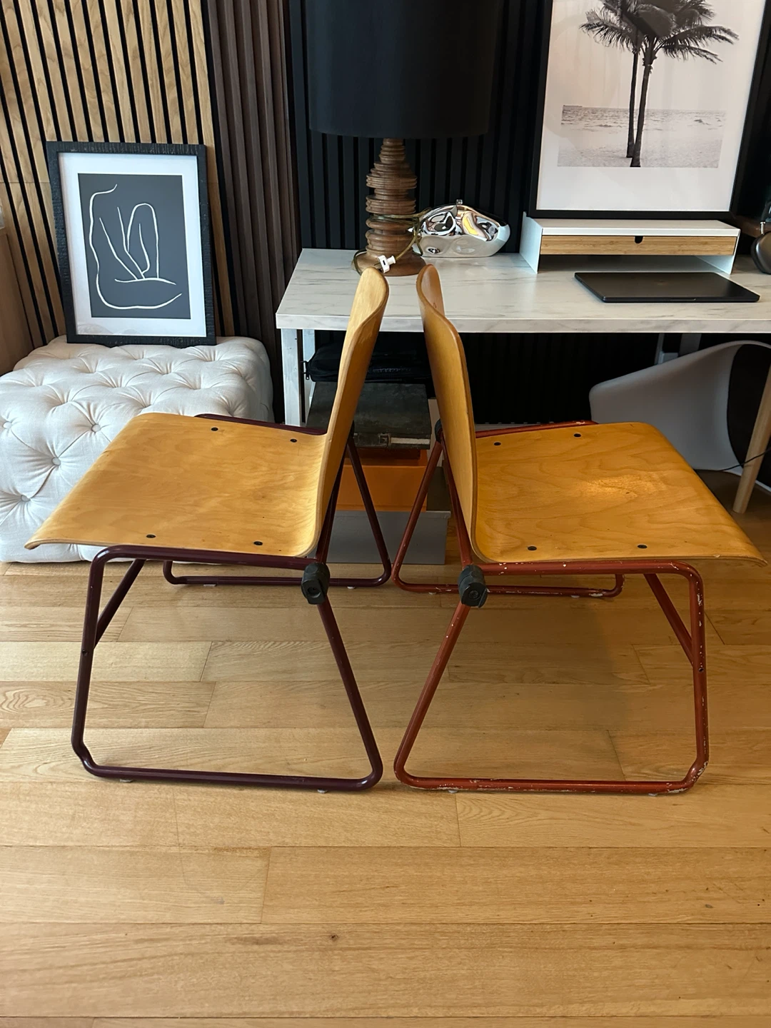 RARE VINTAGE MCM KINETICS PLY WOOD CHAIRS DINING DESK SIDE - photo 3