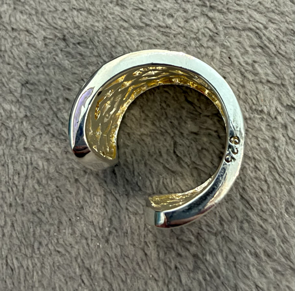 Sterling Silver Two-Tone Filigree Wide Band Ring - photo 3