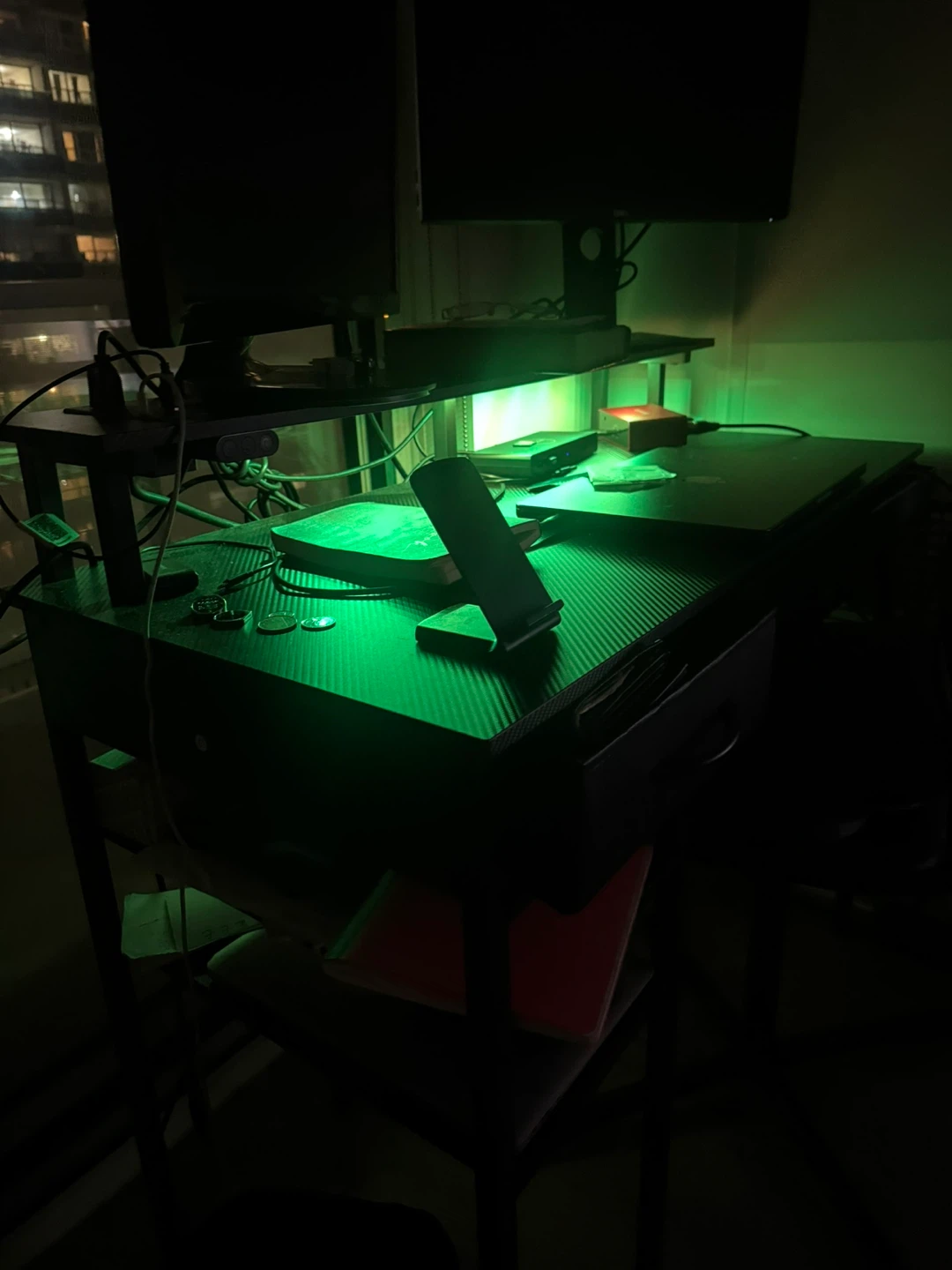 Black Desk with Drawer and LED