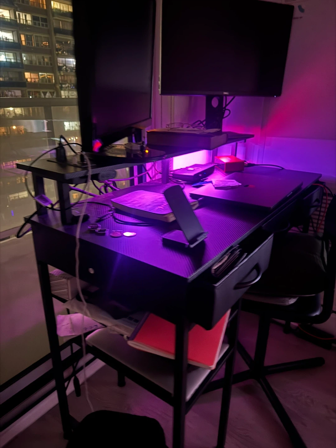 Black Desk with Drawer and LED - photo 2